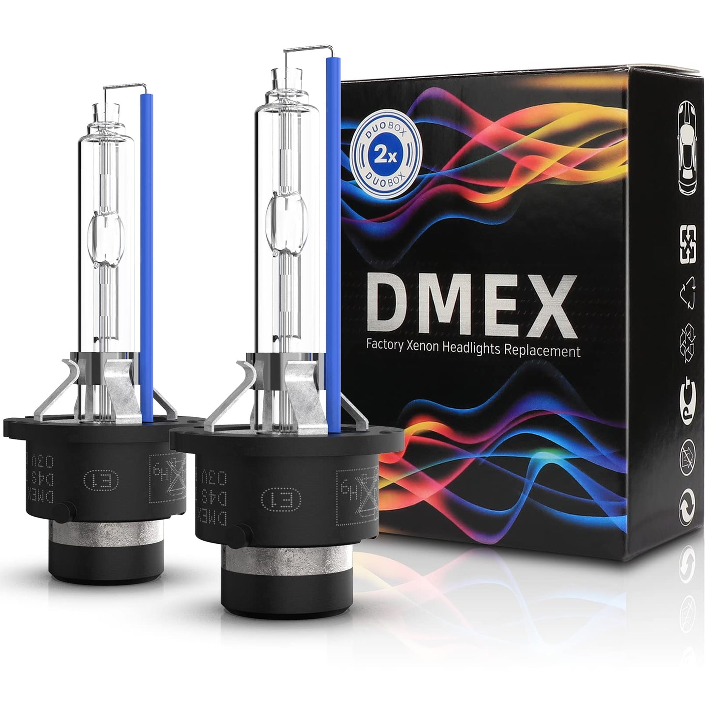 DMEX D4S HID Headlight Bulbs 6000K Cool White 35W Xenon 66440 42402 Replacement - Pack of 2