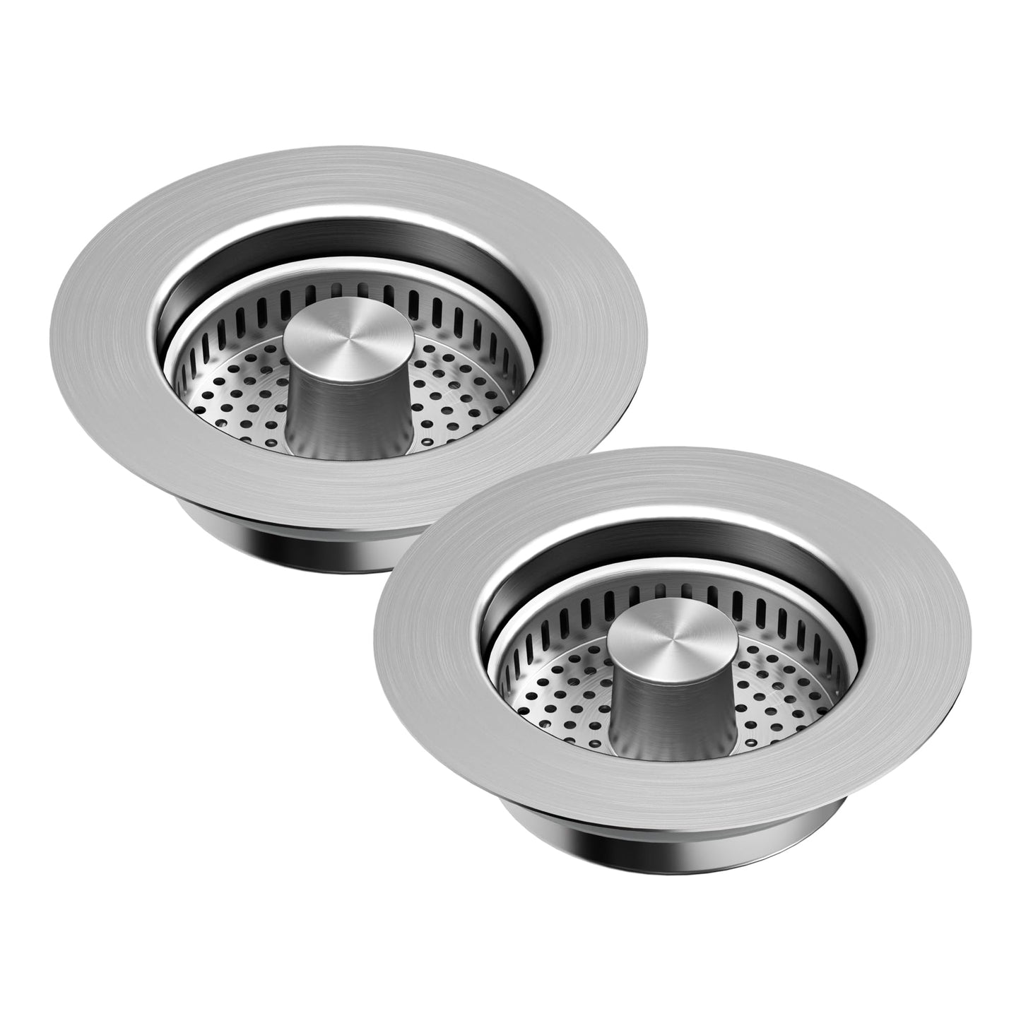 Kitchen Sink Drain Strainer 3-in-1, Stainless Steel Pop-Up Sink Stopper with Copper Bounce Core, Anti-Clog Food Catcher Basket, Universal Brass Strainer for US Standard 3-1/2 Inch Drains (2)