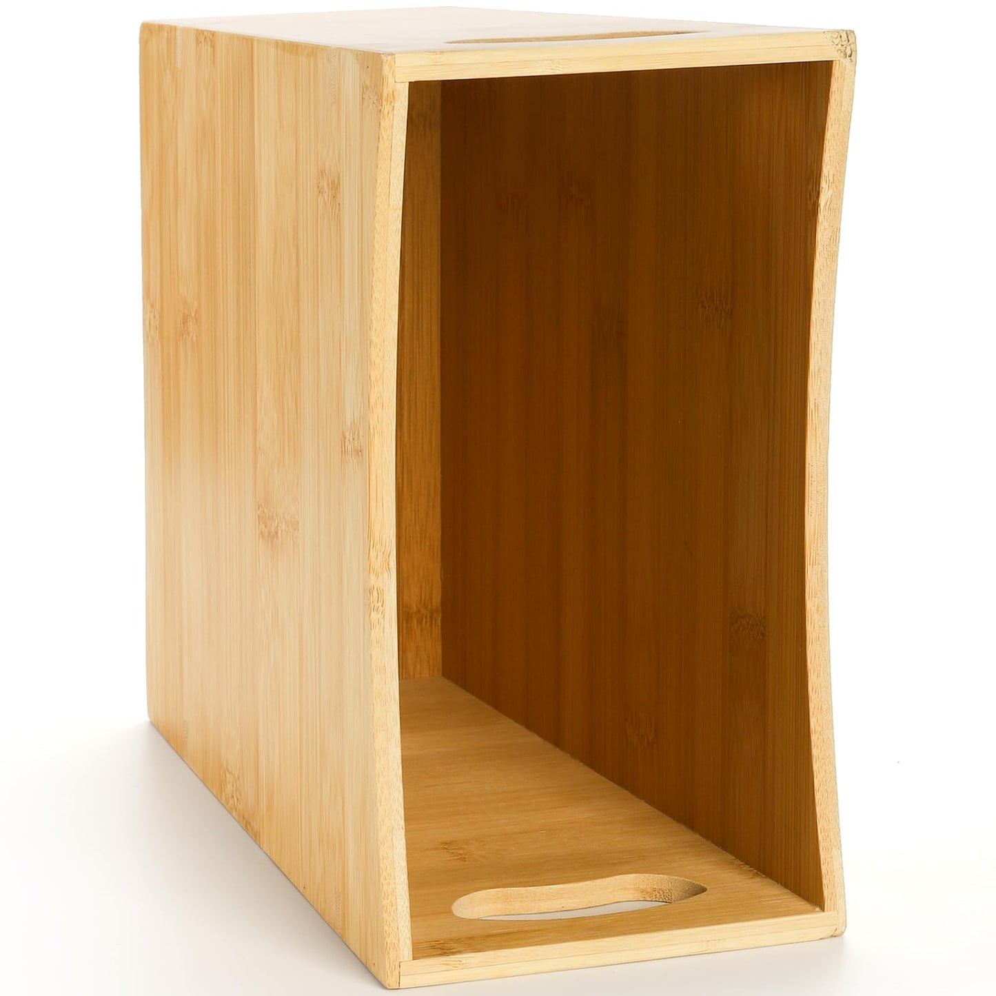 TOPZEA Bamboo Waste Basket, Rectangular Narrow Trash Can with Handle Wastebasket Waste Bin Garbage Can for Bathroom, Bedroom, Office and Home, 10.5" x 5.7" x 10.25"