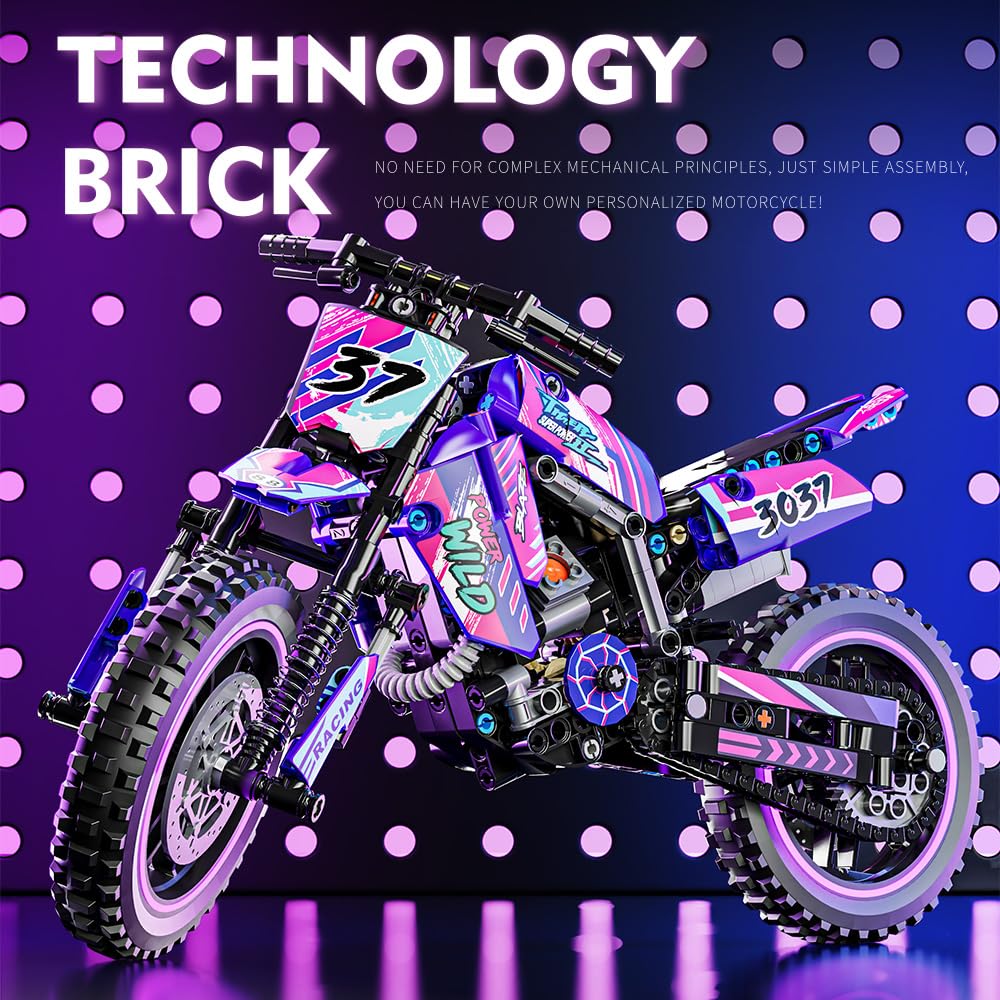 Mesiondy Pink Motorcycle Toy Building Blocks Set,Stem Bricks Sets,Toys Build A Model Motorcycle, (476 Pieces) for Boys Girls & Adults Kids Boys Ages 6 7 8 9 10 11 12+ (red)