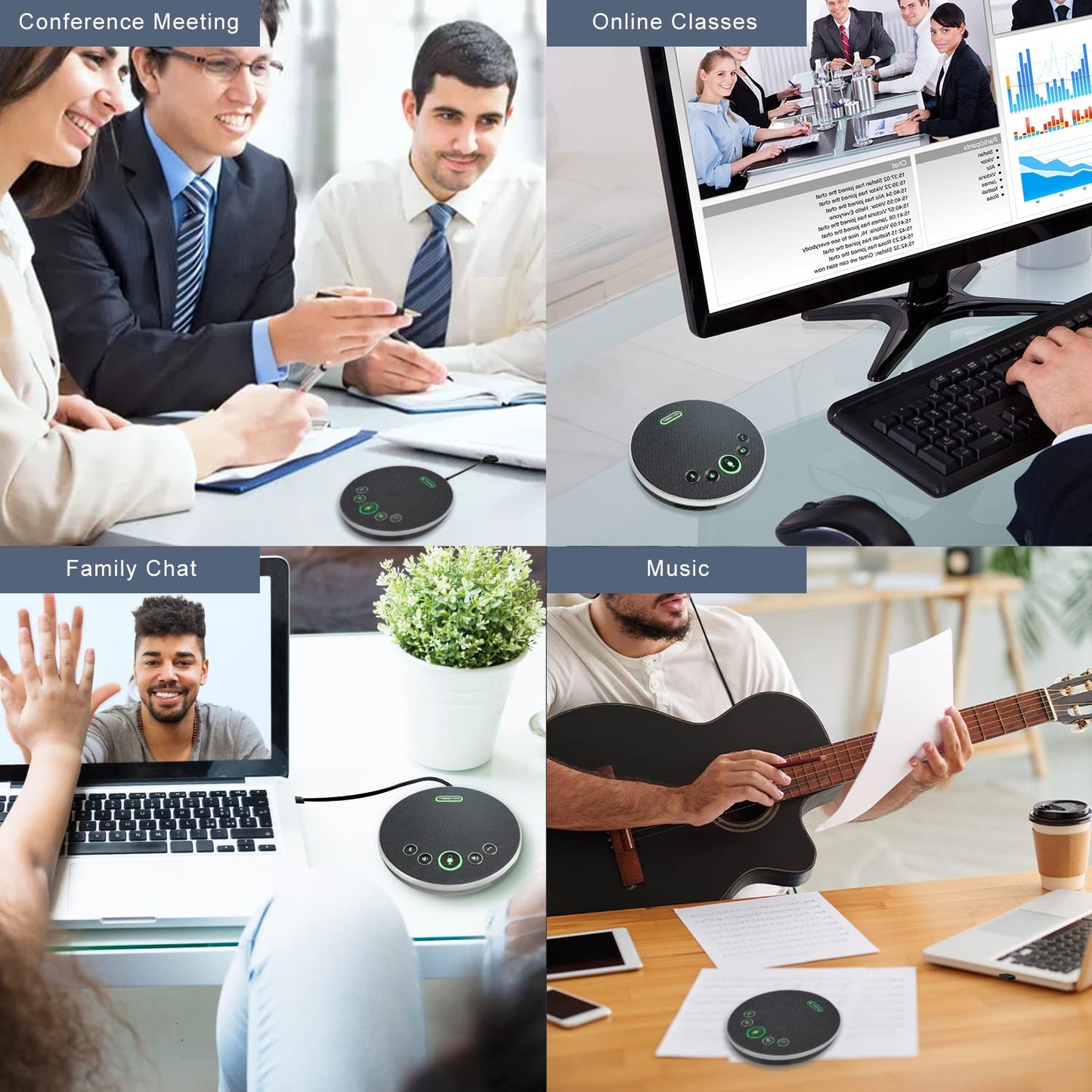 Bluetooth Speakerphone Conference Microphones, TONGVEO Wireless Conference Speaker 360°Voice Pick up with 4 AI Noise Cancellation Mics USB/Dongle/Bluetooth Connection 4 Hour Call Time for 8-12 People…