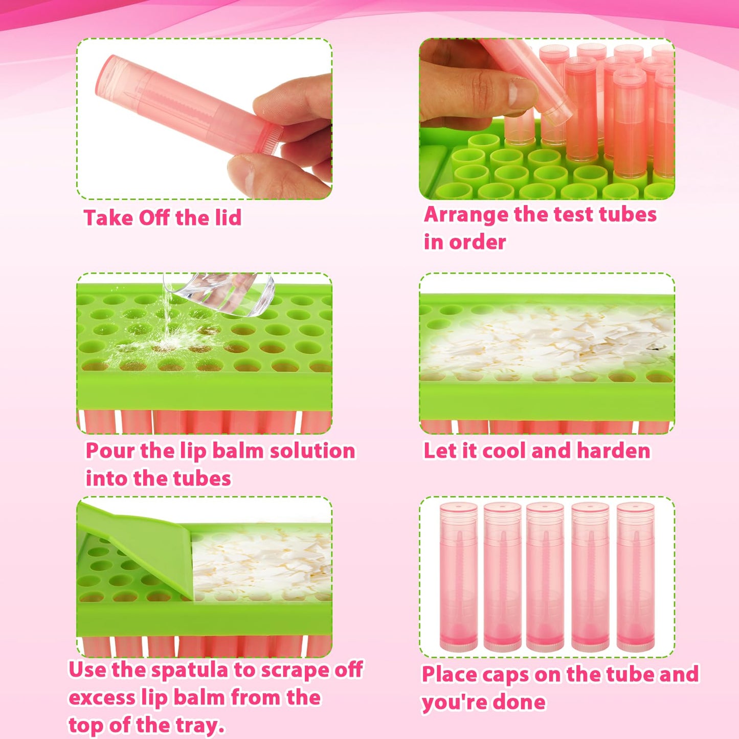 ABuff 200 Pcs Lip Balm Tubes 5g Empty Plastic Lip Gloss Balm Containers with Filling Tray and Spatula, Clear Empty Chapstick Tubes for DIY Homemade Lipsticks, Solid Perfume, 4 Colors