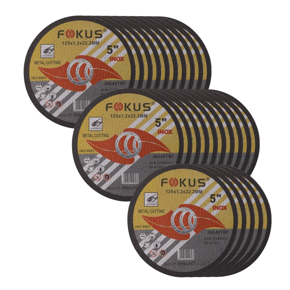 FOKUS Ultra Thin Disc 5'' by 0.045'' Metal and Stainless Steel Cut Off Wheels, 7/8'' Arbor for Angle Grinder Pack of 50
