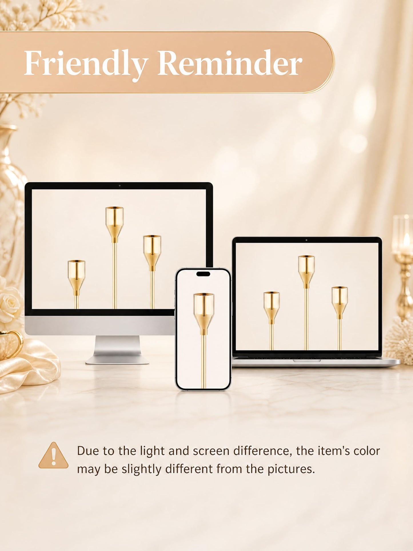 NLBTW French Gold Taper Candle Holders Set of 6, Premium Metal Candlestick Holders for Table or Mantel Decor Centerpiece, Candle Stick Holder Decor for Wedding, Dinning, Party or Anniversary