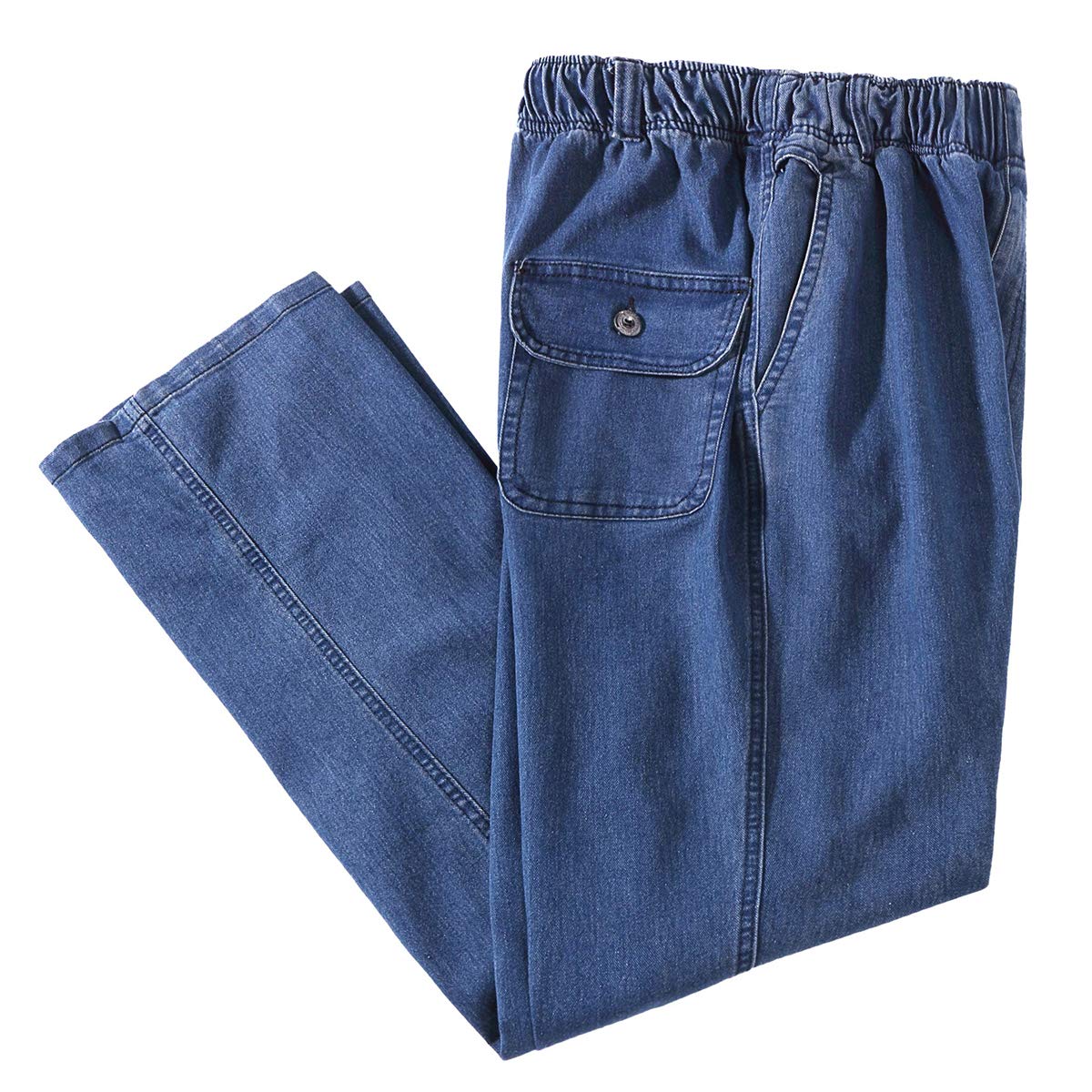 IDEALSANXUN Men’s Elastic Waist Loose Fit Denim Pants Casual Solid Jeans Trouser, Light Blue, 34W x 30L