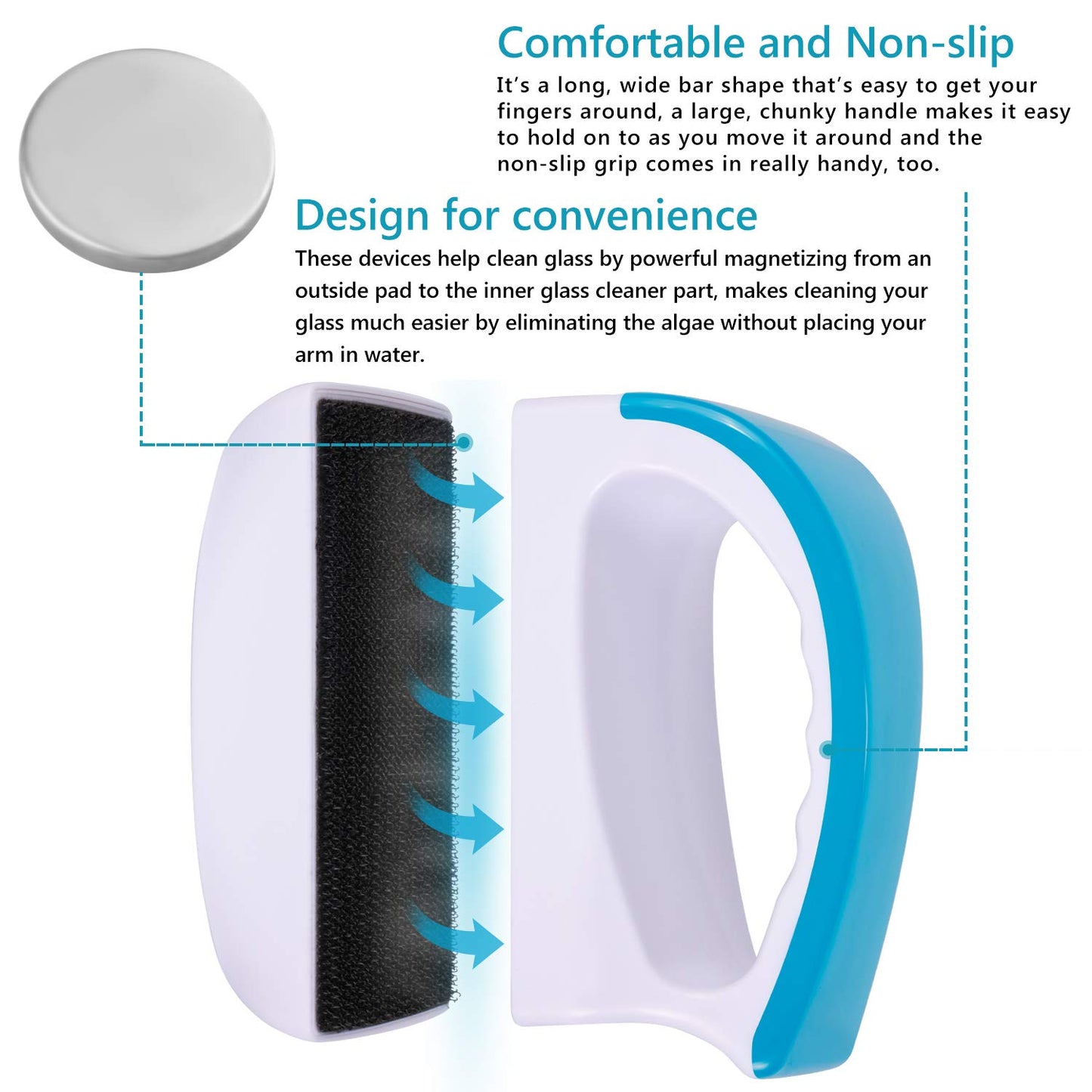 NEPTONION Magnetic Aquarium Fish Tank Glass Algae scrapers Glass Cleaner Scrubber Clean Brush [Floating,Scratch-Free,Non-Slip,magnetizing]