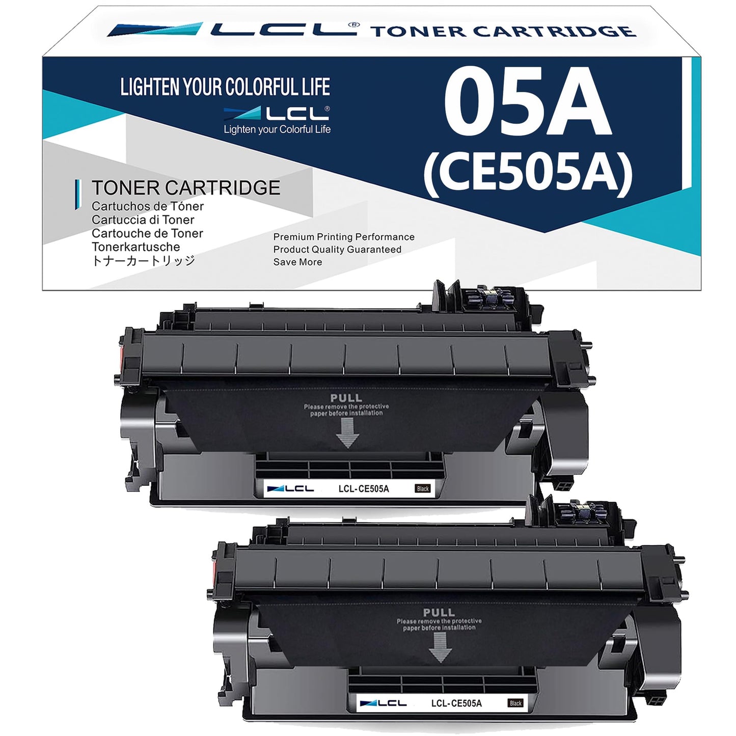 LCL CE505A Black Toner Cartridge Replacement for HP 05A CE505A CE505X for HP LaserJet P2030 P2035 P2035n P2050 P2055 P2055d P2055dn P2055x Printers (2-Pack)