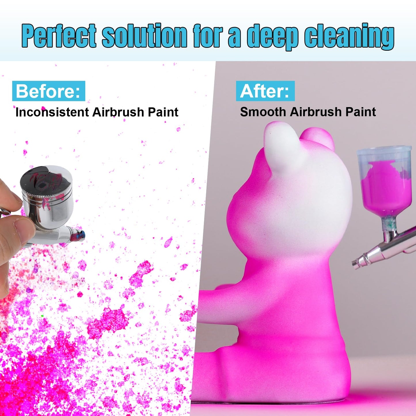FansArriche Airbrush Cleaner, 33.82 Oz Air Brush Cleaning Solution for Water-Based Acrylic Color Paints, Quickly Clean Clogged Airbrushes, Paint Brushes, Art Tools