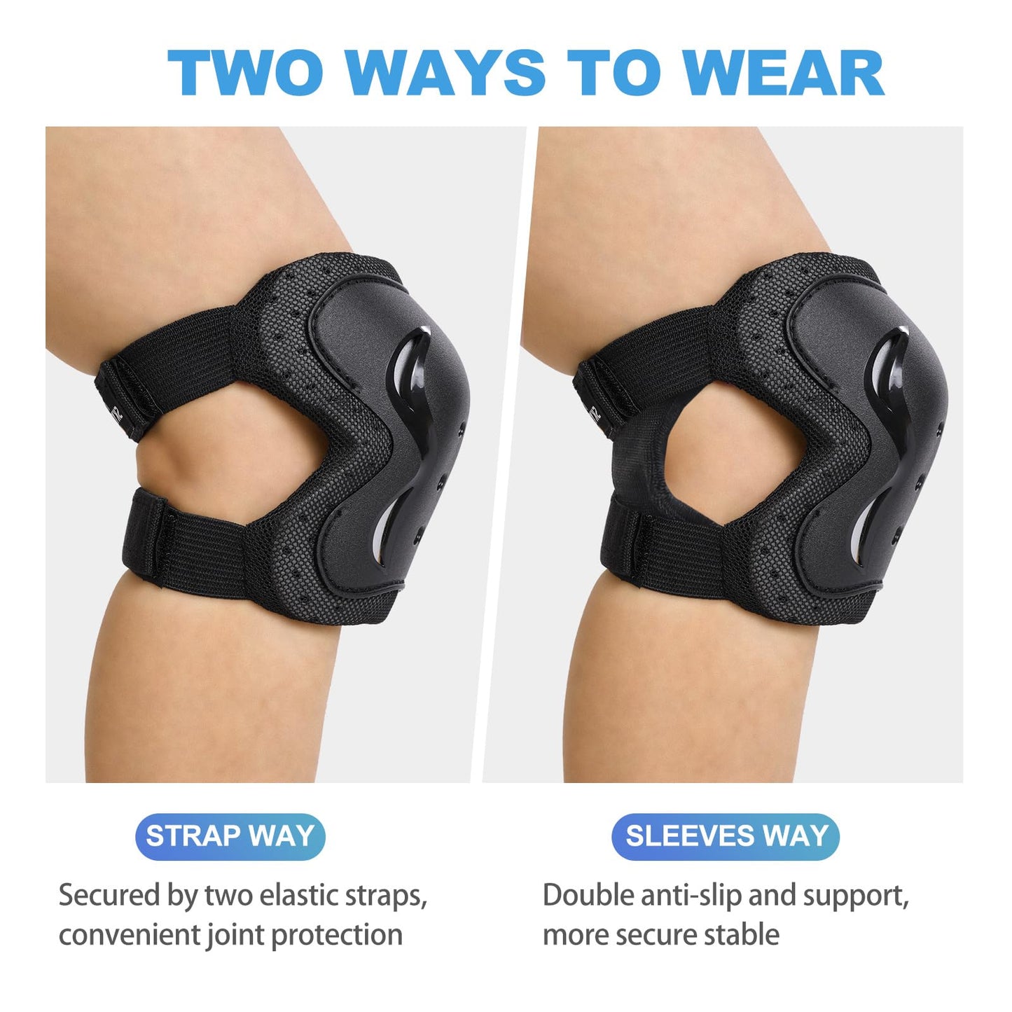 Knee Pads Elbow Pads with Wrist Guards Protective Gear Set for Kids Youth Adult Skateboard Sports Skateboarding Roller Skating Bicycling 6 in 1