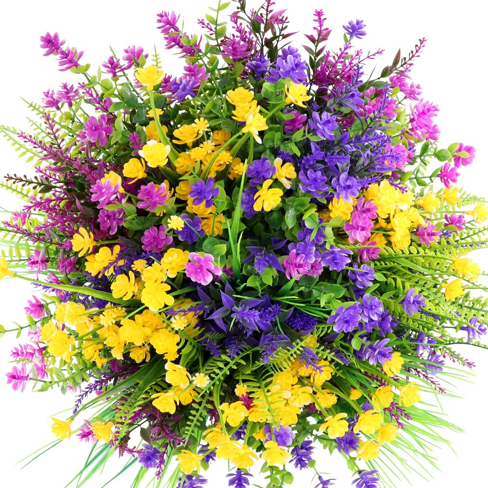 ZEOSTAR 20 Bundles Artificial Flowers Outdoor No Fade UV Resistant Fake Plants Faux Flowers for Garden Patio Porch Window Box Home Wedding Farmhouse Hanging Décor