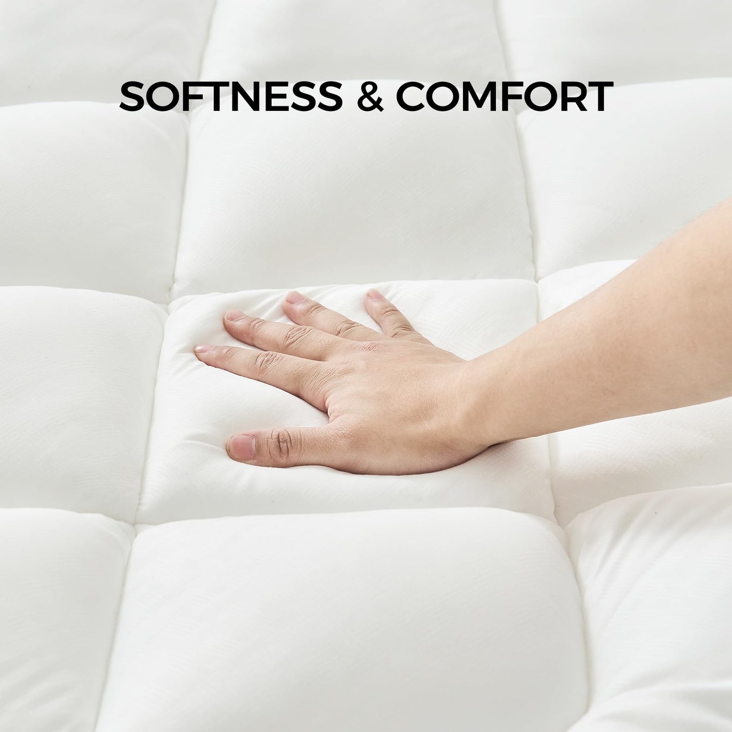 Puredown® 3 Inch Memory Foam Mattress Topper Twin Size, Fluffy Quilted Mattress Pad with Shredded Memory Foam & Polyester Fill, Breathable Soft Support for Back Pain Relief