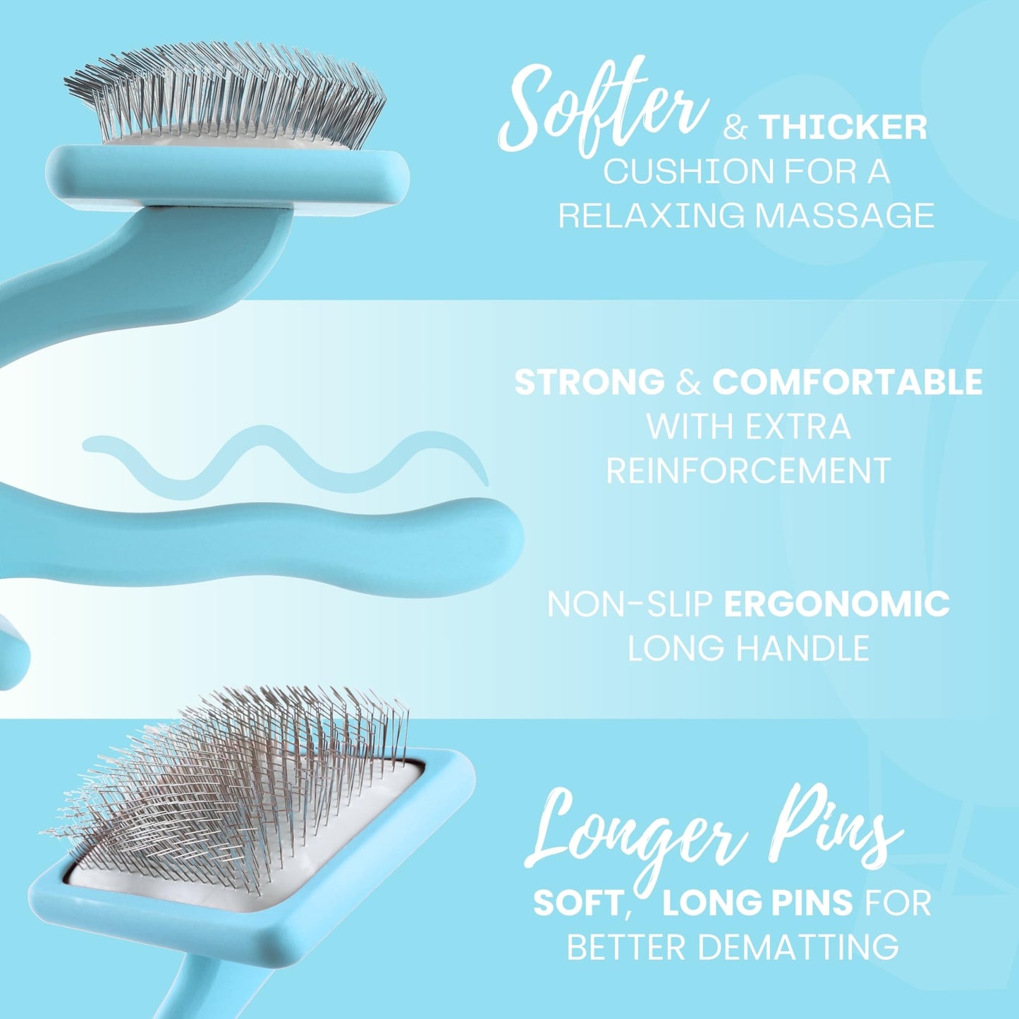 Flying Pawfect Dog Slicker Brush for Grooming Pet Hair - Best For Poodle & Golden Doodle - Long Haired Brush For Dogs - Goldendoodle Long Pins Tool For Dematting- Ideal Gift for Pet Groomers