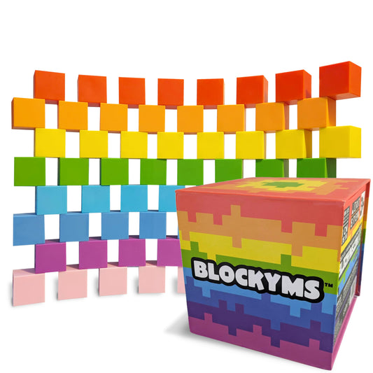 Blockyms First Box – 64PCS Magnetic Blocks for Kids 3-8+ | Cubes Size 3cm/1.18in | STEM Montessori Sensory Toys | Magnetic Storage Box | Educational Building Set | Gift for Boys & Girls