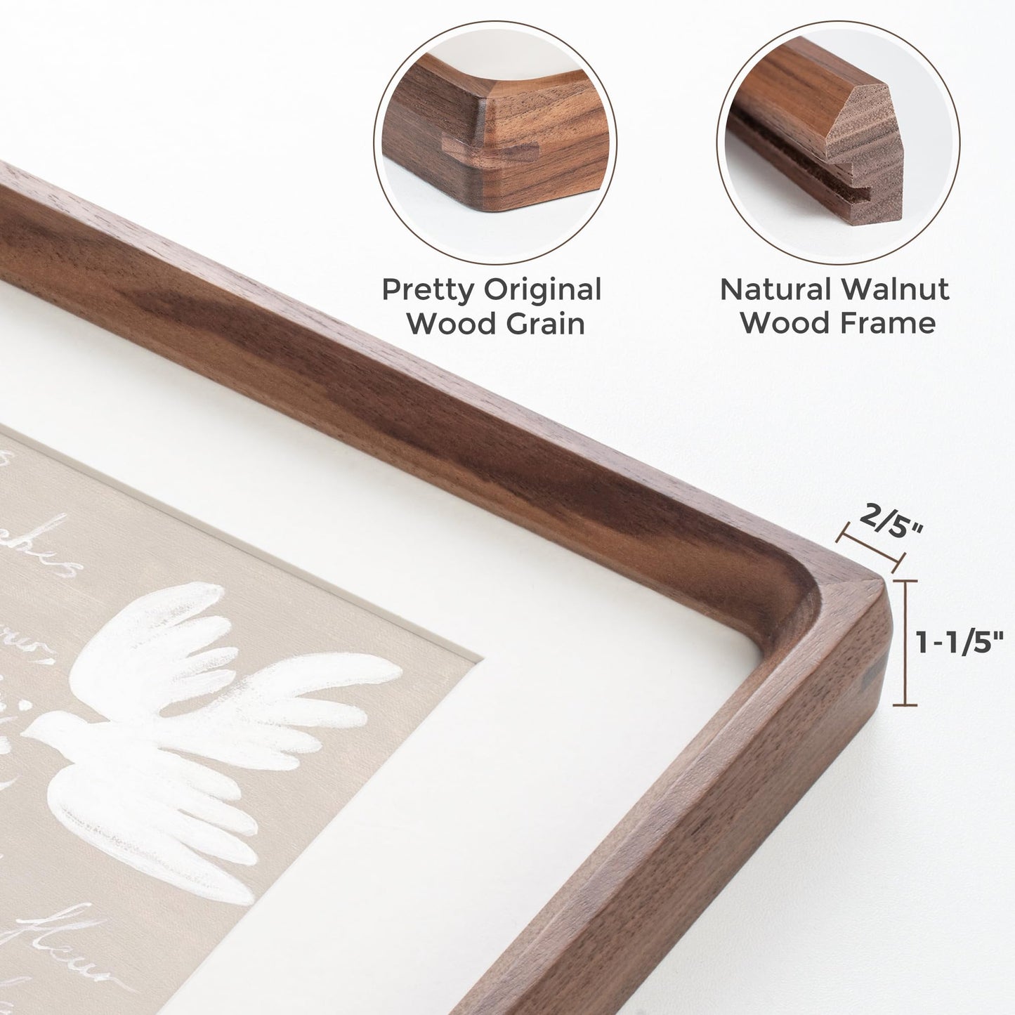 Heimlove 11x14 Picture Frames Natural Walnut,Original Wood Hand Make Crafted Diploma Frame with 8x10 Mat,Graduation Display,Family,Gallery Wall, Home Décor,Certificate Wall Mounted