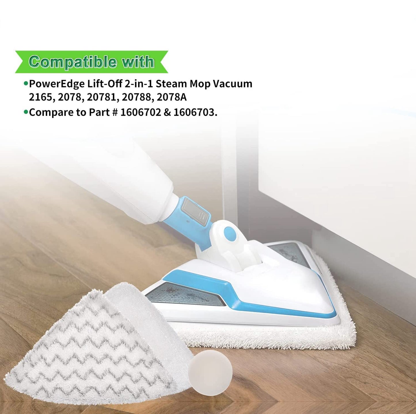 12 Pack Replacement Pads for Bissell PowerEdge/PowerForce Lift-Off Steam Mop 2078, 2165, 20781 Series Vacuum Cleaner Spare Part Pad Accessory