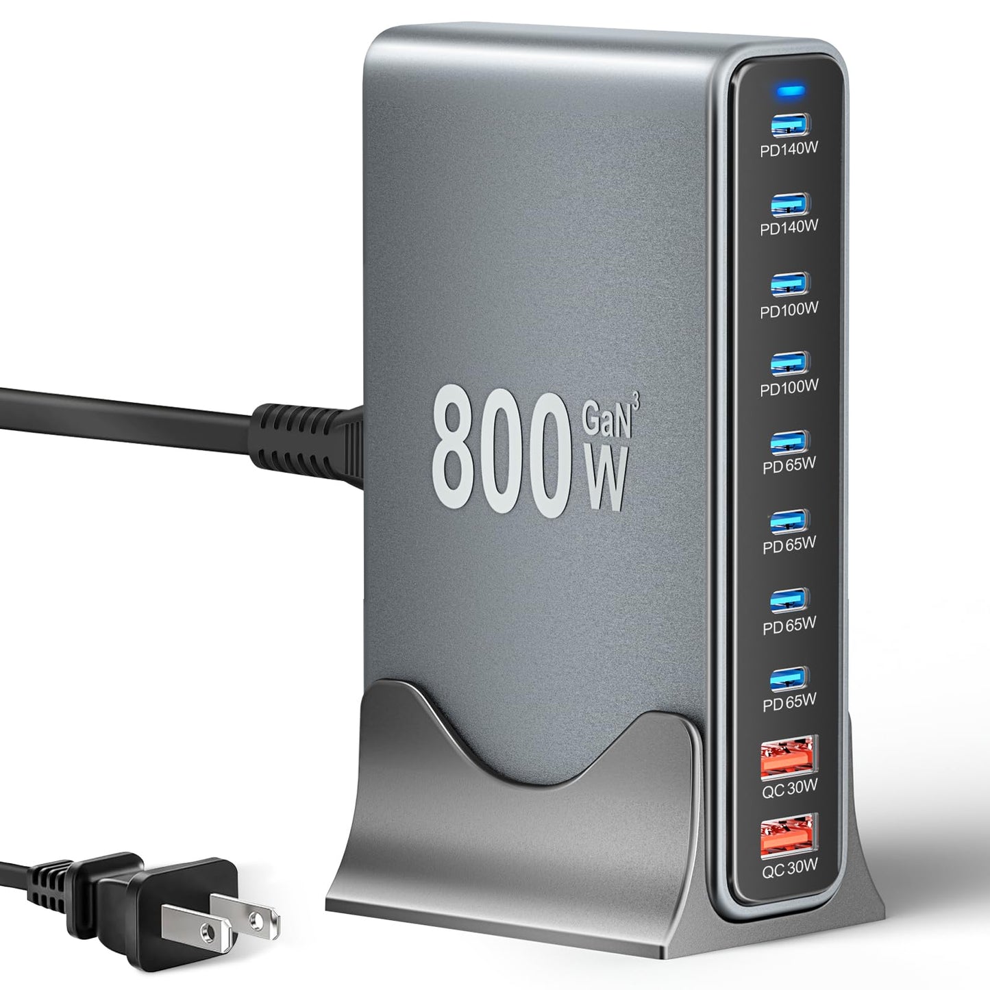 800W USB C Fast Charging Station, 10-Port USB C Charger Block GaN Ⅲ Pro Dual 140W PD PPS Port,Portable Charging Station for iPhone,Samsung Galaxy.Compatible with MacBook Pro/Air,DELL,iPad,HP