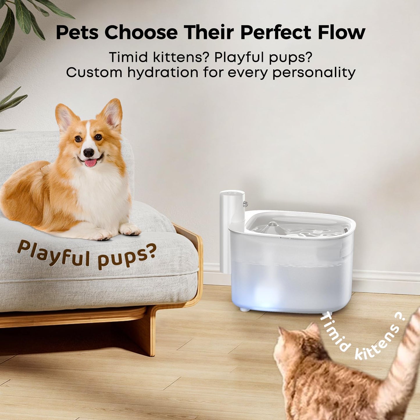 Wireless Cat Water Fountain, 88oz / 2.6L Cat Fountain Battery Operated, Cordless Pet Water Fountain for Cats & Dogs with Motion Sensor, Ultra Quiet Pump, Multi-Filtration