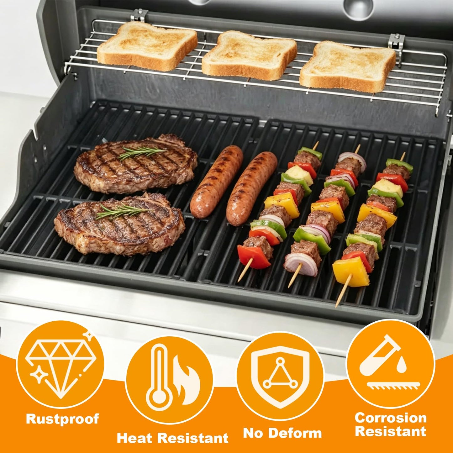 66044 Warming Rack Replacement for Weber Genesis II 300 Series GS4 4-Burner Grills, Stainless Steel Upper Grill Rack for Weber Genesis II E-310 E-315 E-330 E-335 S-310 3-Burner Models, 25 3/4"