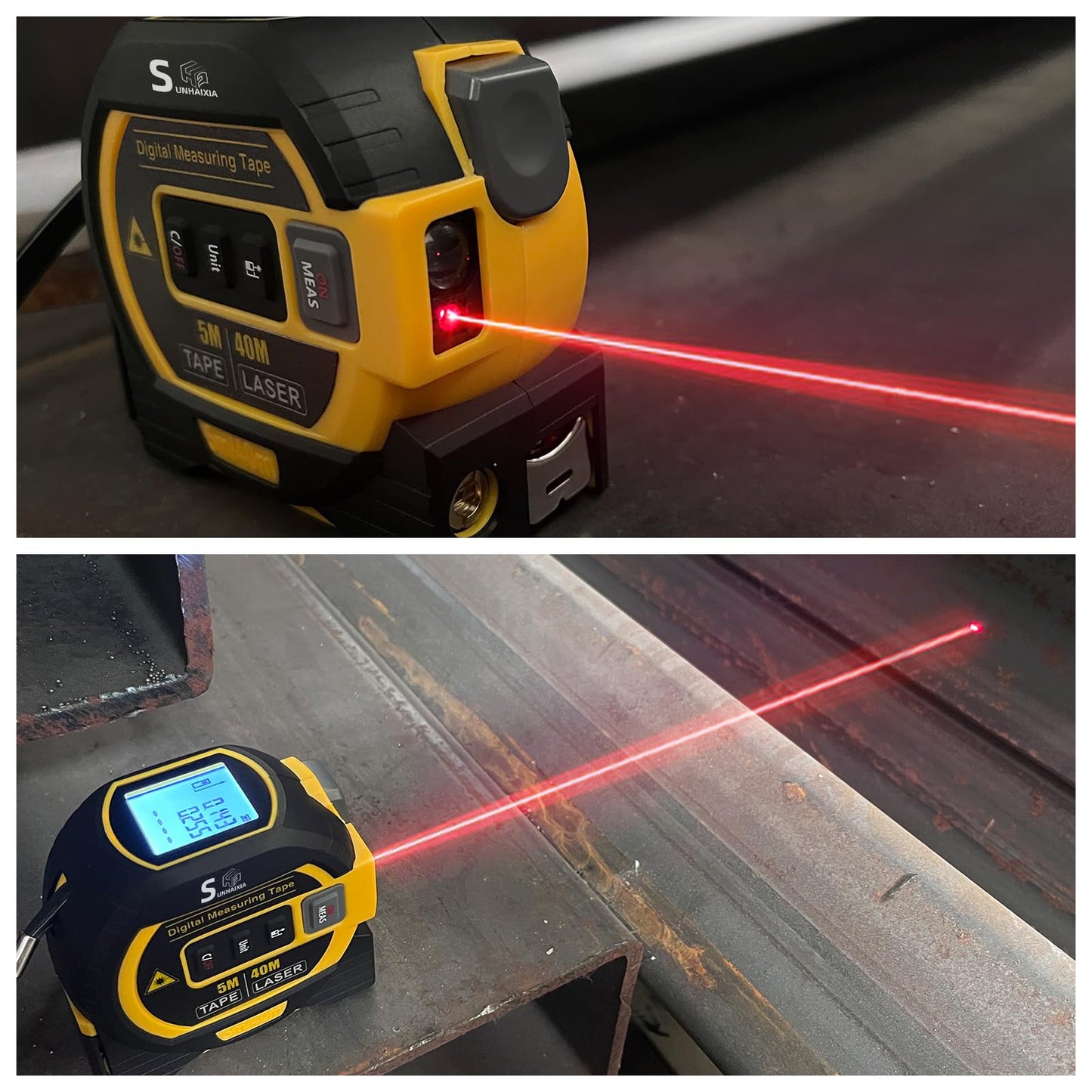4-in-1 Laser Tape Measure with Laser Level Crosshairs | 130ft/40m Laser Distance + 16ft/5m AutoLock Tape | Backlit LCD Display (Ft/Inch/M/mm & Fractions) | for DIY, Construction, Interior Design