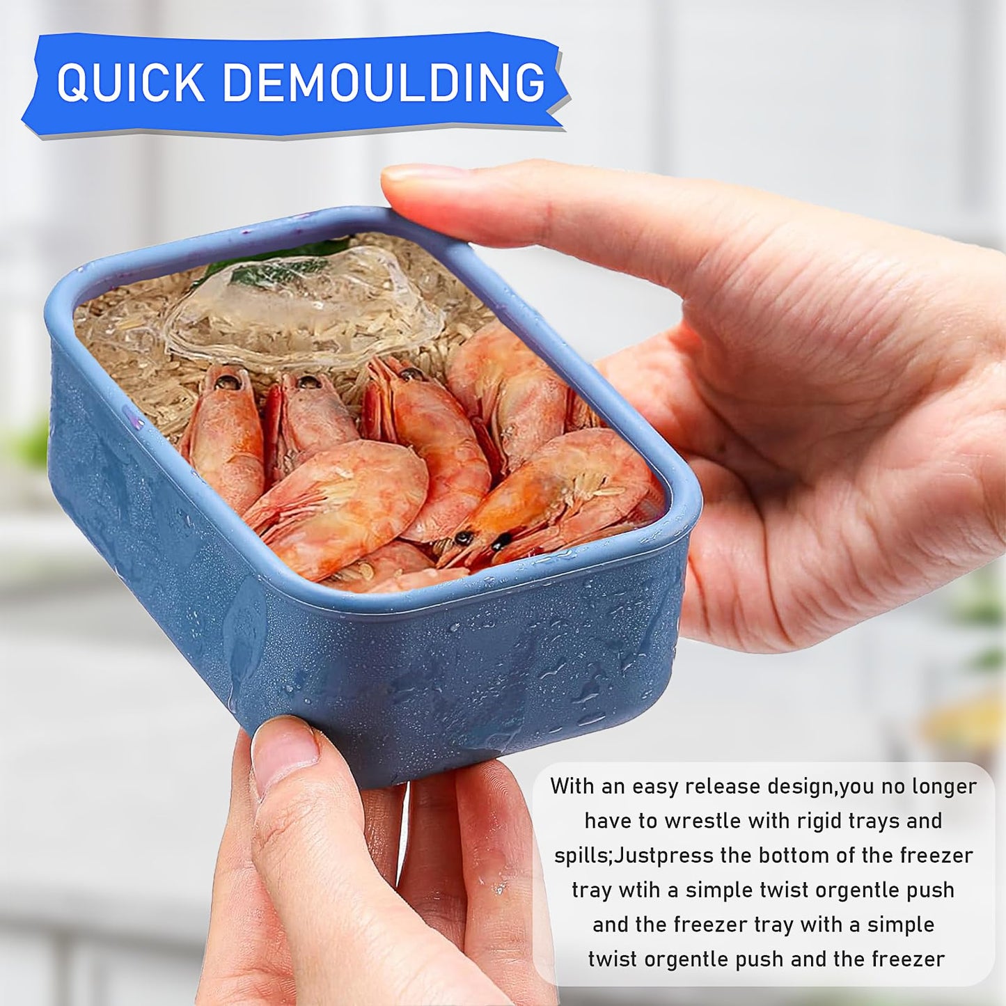 8 Pcs Silicone Freezer Containers with Lid 1 Cup Silicone Freezer Soup Molds, Reusable Food Preserving Ice Tray for Storing and Freezing Soup Sauces Stews (Blue)