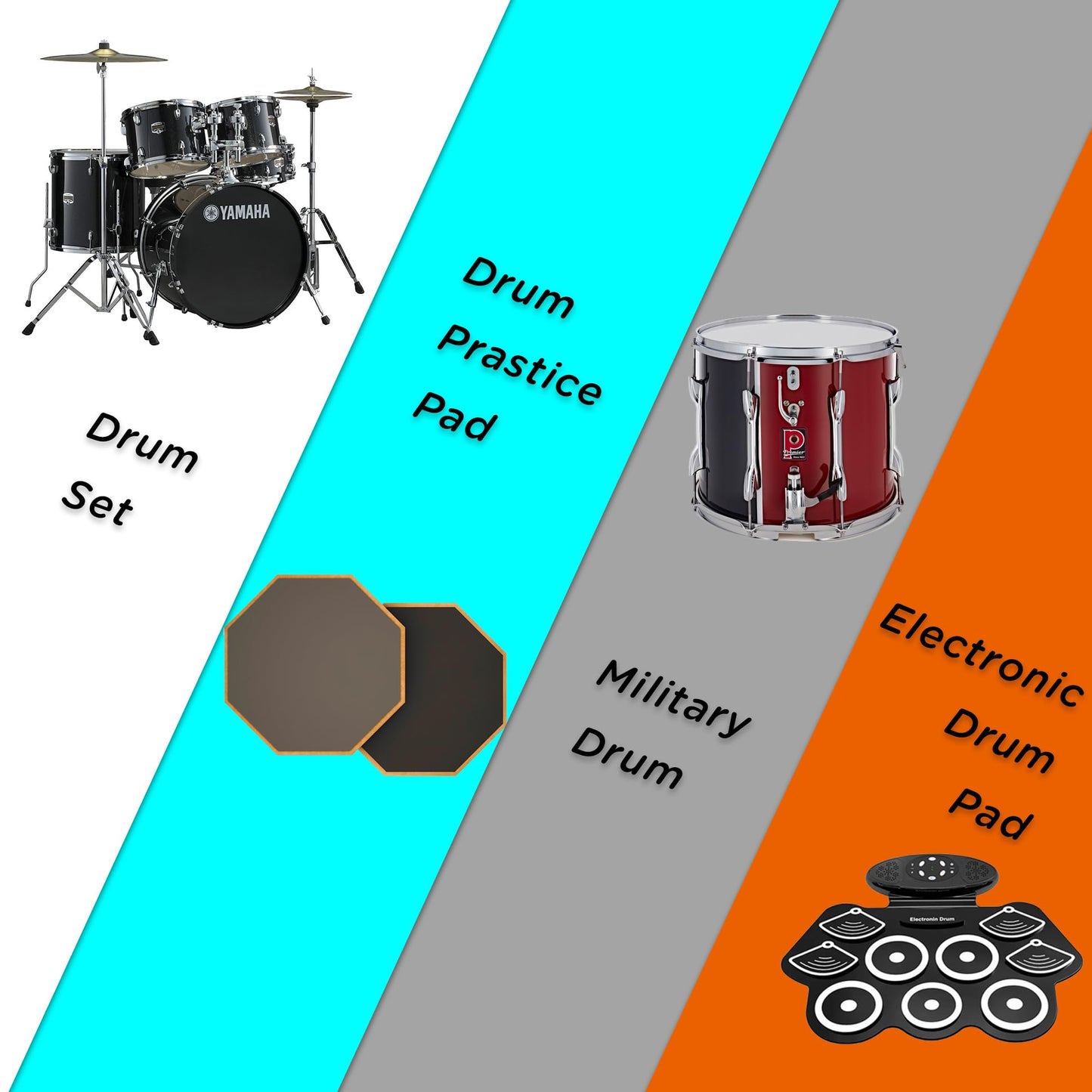 Drum Sticks for Drums, Natural Solid Wood丨Weight Balanced丨Non-Slip Grip, Live Performance & Drum Kit Practice Accessories, Percussion Drumsticks for Beginner (4 Pairs, 5B)
