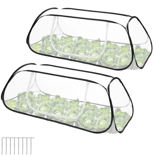 2Pcs Winter Garden Row Plants Covers - 45x22x16 Garden Raised Beds Vegetable Rows Covers - Cold-Proof Winter Pop Up Freeze Protection Accelerator Cover for Seedlings Flowers Snow Frost Protection