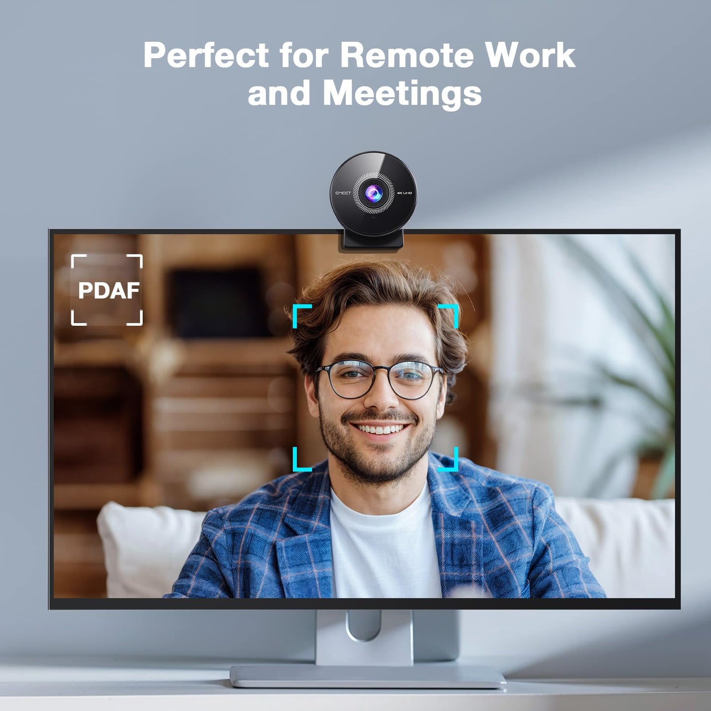 EMEET C950 4K Webcam for PC - 8 Megapixels 4K UHD, PDAF Autofocus, Noise-Canceling Mic, 70° FOV, 1080P@60FPS, Privacy Cover, USB 2.0 Plug&Play, Ideal PC Camera 4K for Zoom/Teams/Skype/Google Meet