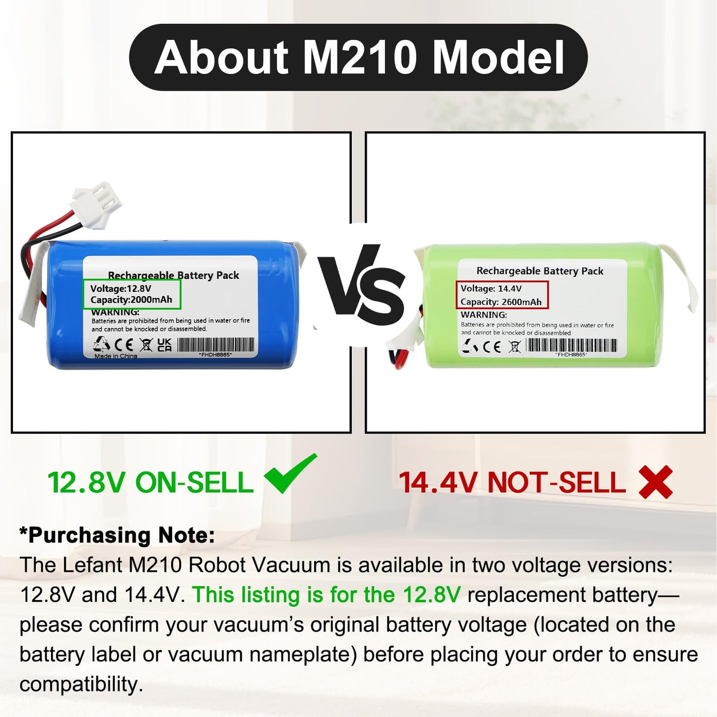 TIIANTE 2000mAh 12.8V Replacement Battery Compatible with Lefant M210 M210B M210P M213 M213S M320 OKP Life K2 Robot Vacuum Cleaner Battery (Not 14.4V)