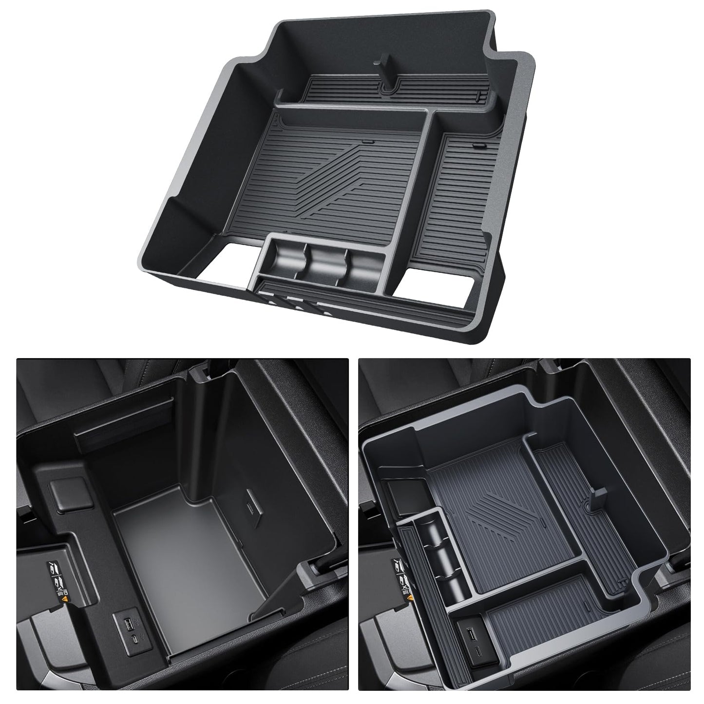 Silverado Sierra Center Console Organizer - Refreshed Models 2024-2025 Chevy Silverado/GMC Sierra 2500HD 3500HD - (Full Console w/Bucket Seats ONLY) - Black