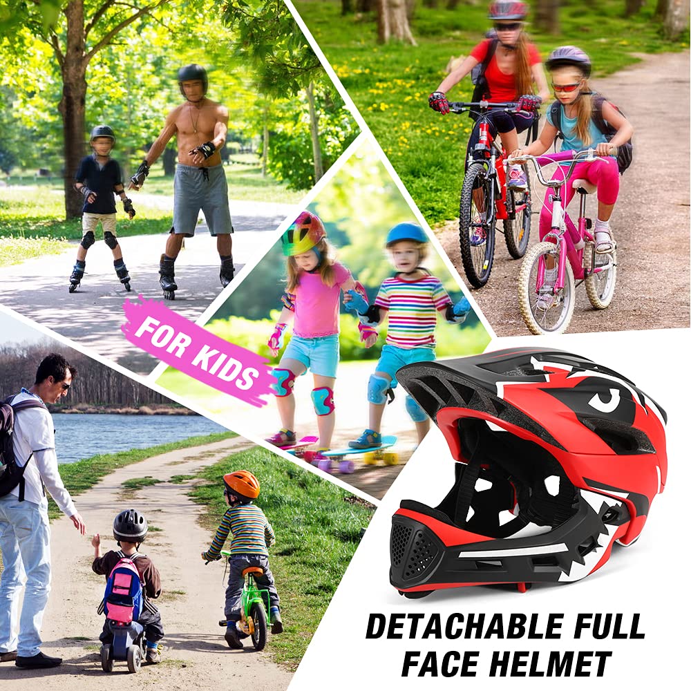 Ailgely Kids Bike Helmet Detachable Full Face Helmet Children Sports Safety Helmet for Cycling, Skateboarding, Roller Skating,Scooter, Protective Gear