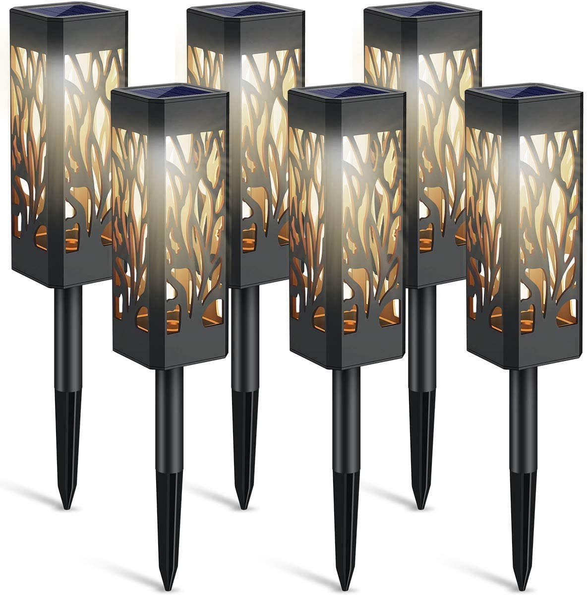 LETMY Solar Lights Outdoor, IP65 Waterproof Solar Pathway Lights Outdoor, Auto On/Off Solar Garden Lights Landscape Lighting for Driveway Patio Yard Lawn Walkway Garden Decor, 6 Pack