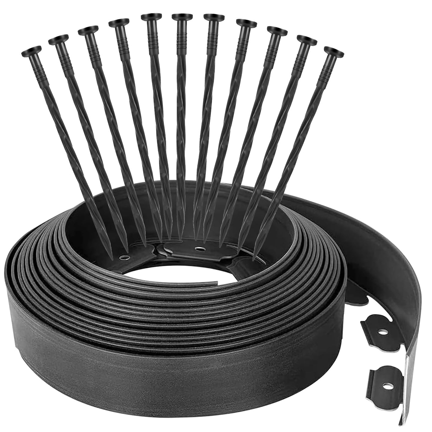 40ft Garden Edging Border with 40 Pcs Landscapes Stakes Plastic Decorative Edging Border for Landscaping, Yard, Lawn, Paver Flower Beds