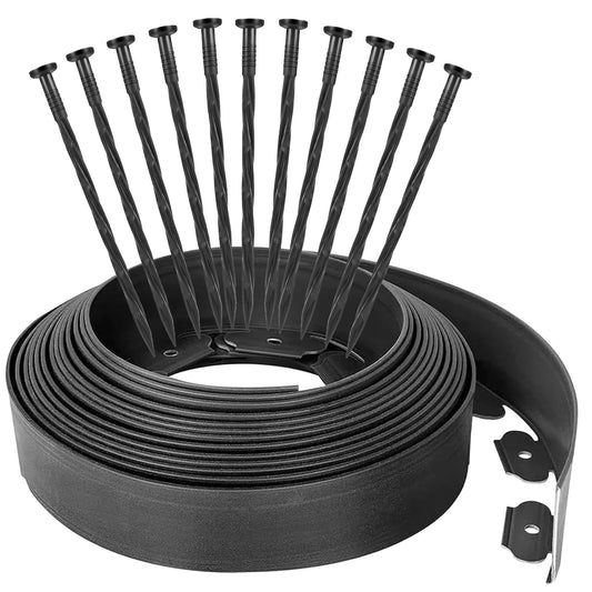 40ft Garden Edging Border with 40 Pcs Landscapes Stakes Plastic Decorative Edging Border for Landscaping, Yard, Lawn, Paver Flower Beds