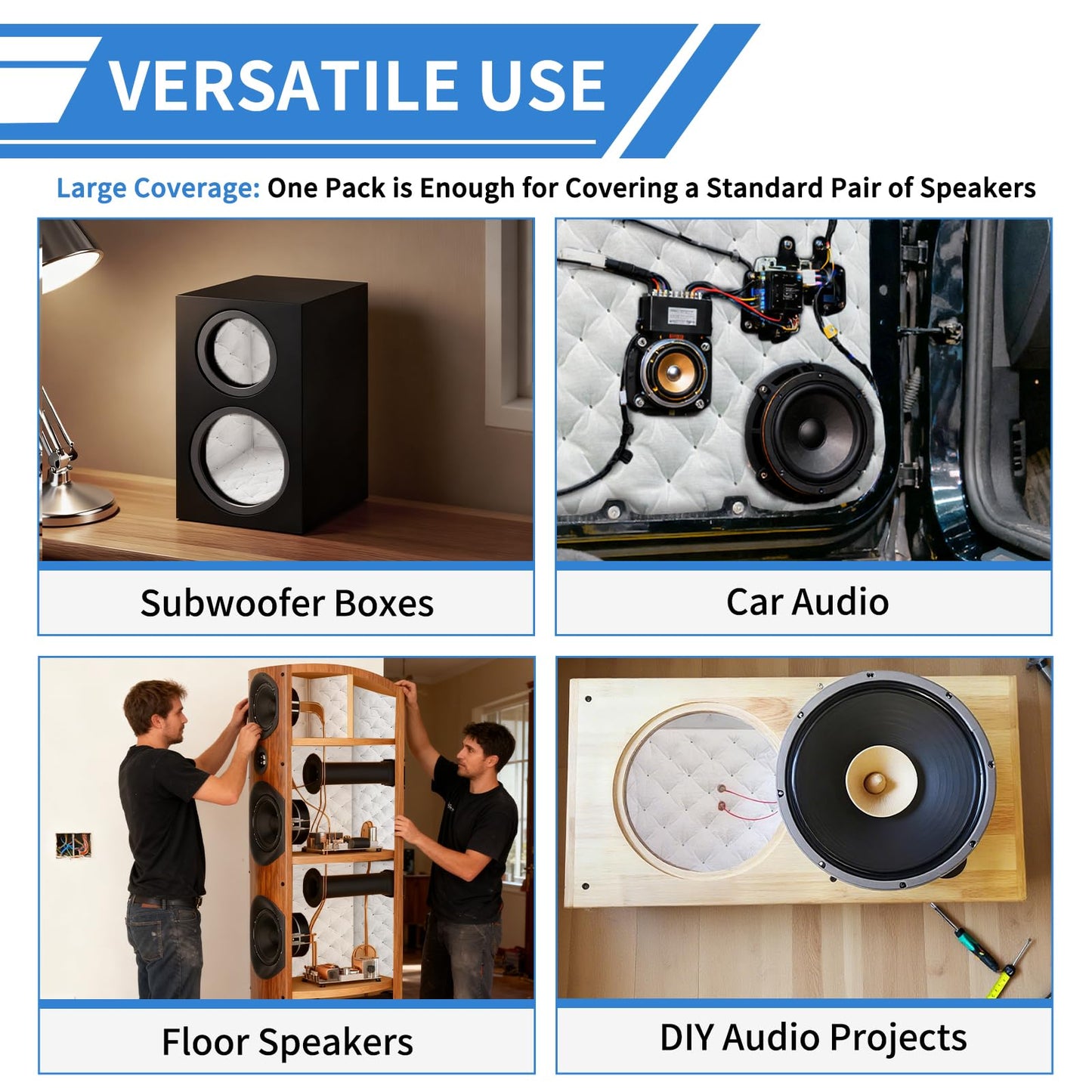 TroyStudio Speaker Acoustic Insulation Cotton Filler, 31.5" x 19.5" Subwoofer Polyfill Stuffing Dampening Standing Waves, No-shed Lint Lining Foam for DIY Audio Projects, Car & Ceiling Speaker Box