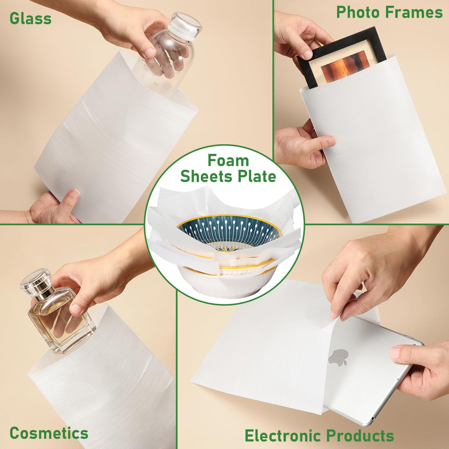 520Pcs Dish Packing Supplies for Moving, Moving Suppliers Packing Foam Cushion Dish Wrap 200 Cushion Foam Wrap Pouches & 50 Foam Sheets, with 270 Fragile Stickers for Fragile Shipping
