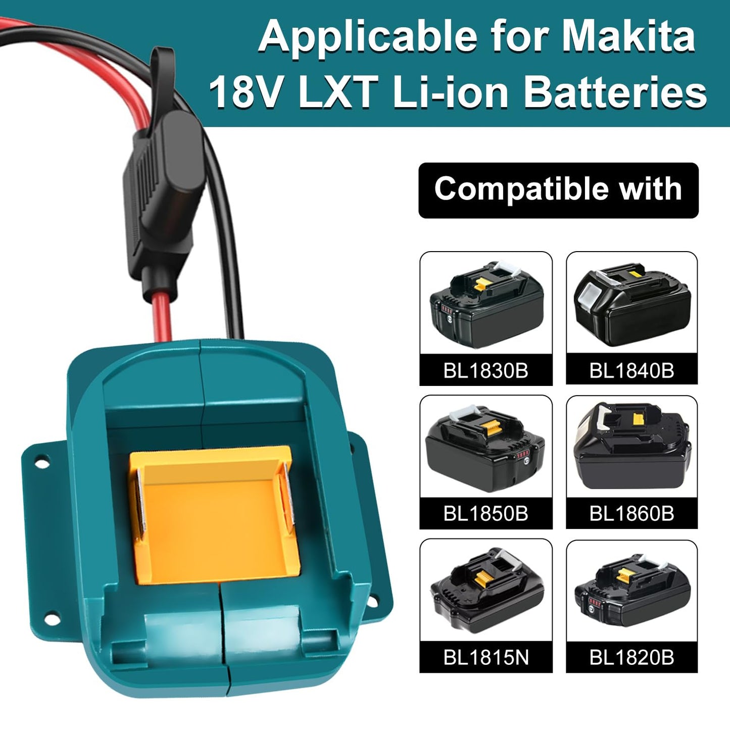 18V to 12V Step-Down Converter for Makita 18V LXT for Power Battery Adapter Wheel, DC 12V 15A 180W Buck Converter Regulator with 30A Fuse & Wire Terminal for Golf Cart RC Car Truck Light & DIY
