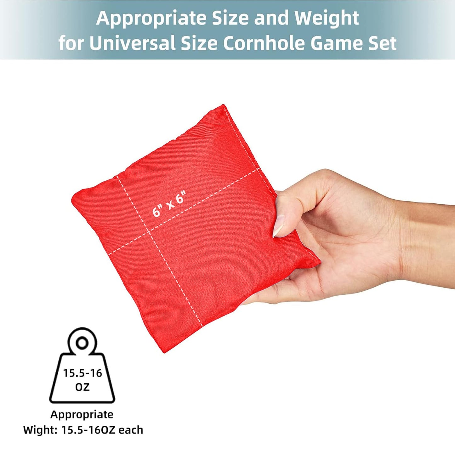 Pointyard 6x6 in Cornhole Bean Bags Set, 8 PCS Regulation All Weather Bean Toss Bags Replacement for Cornhole Tossing Game - Including Drawstring Bag