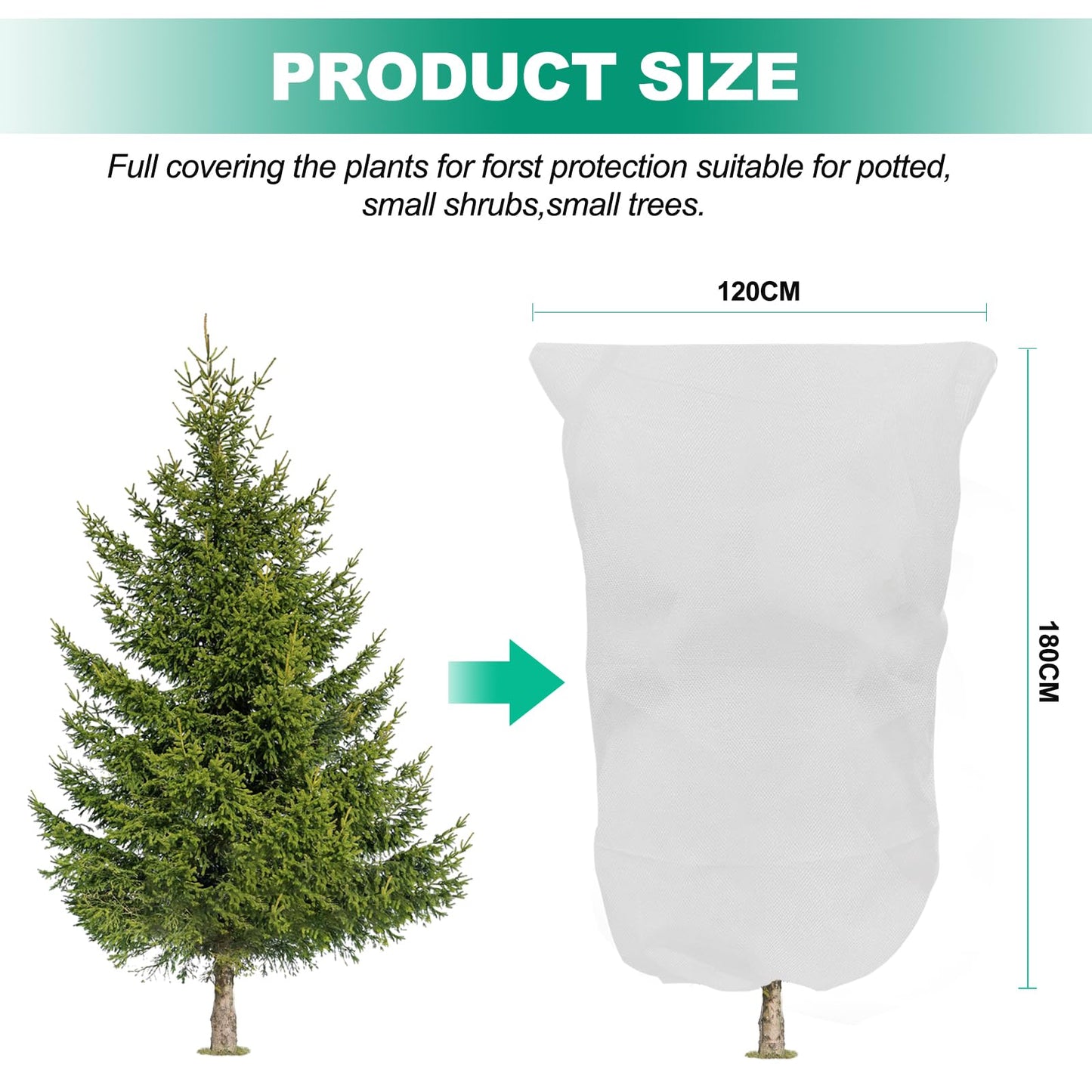 4 Pack Plant Covers for Winter 120x180cm, 80gsm Garden Fleece Frost Protection Bags with Zipper Drawstring, Plant Fleece Frost Freezing Cloth Blanket for Outdoor Plants Fruit Tree Potted Plants