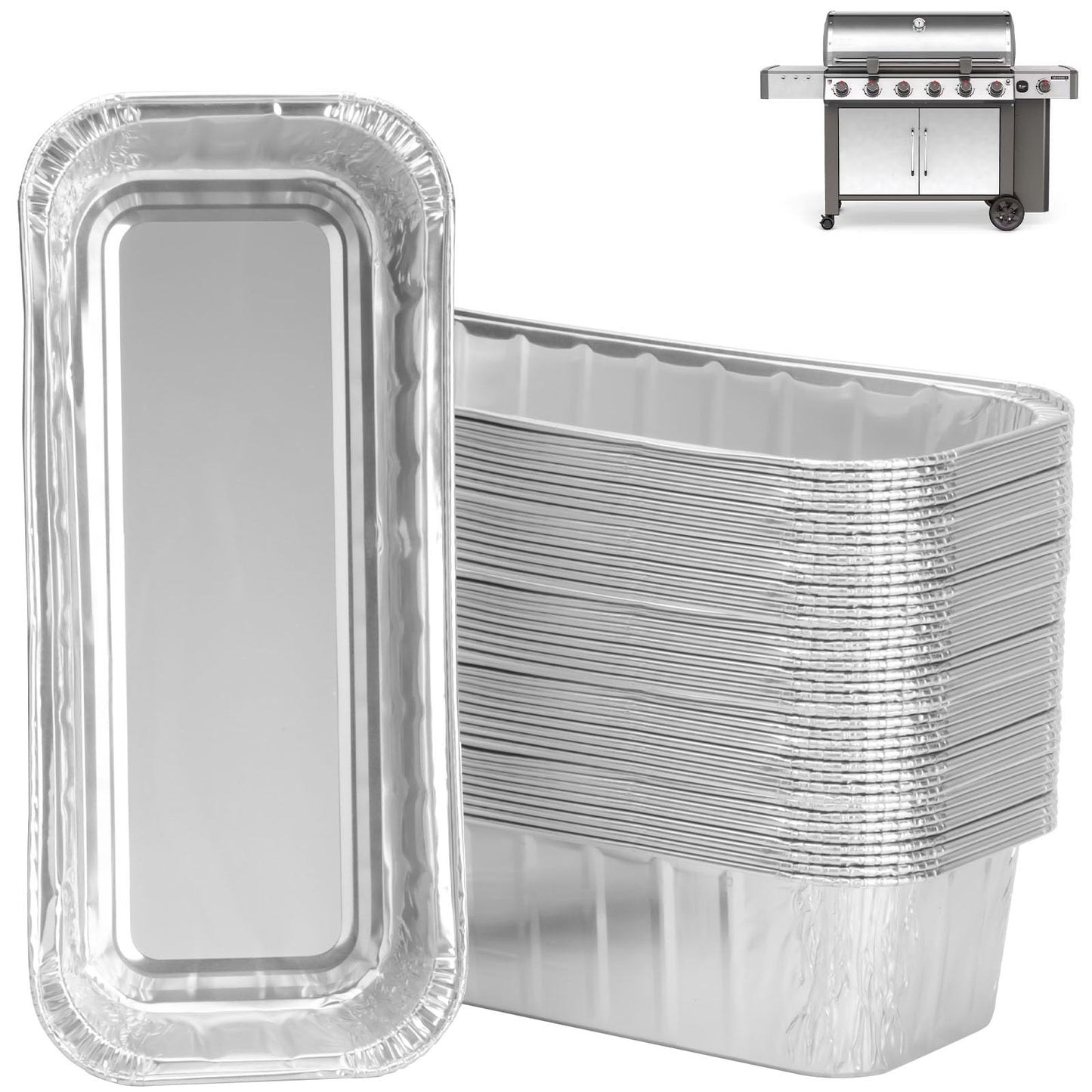 WEBROIL 40 Packs 6498 6417 Grease Catcher Pans for Weber Genesis II 400& 600, Aluminum Foil Tray Liners for Weber 28''/36" Gas Griddle, for Weber 400/600 Summit Series Smokefire Ex6 EpX6 Ex4 Gas Grill