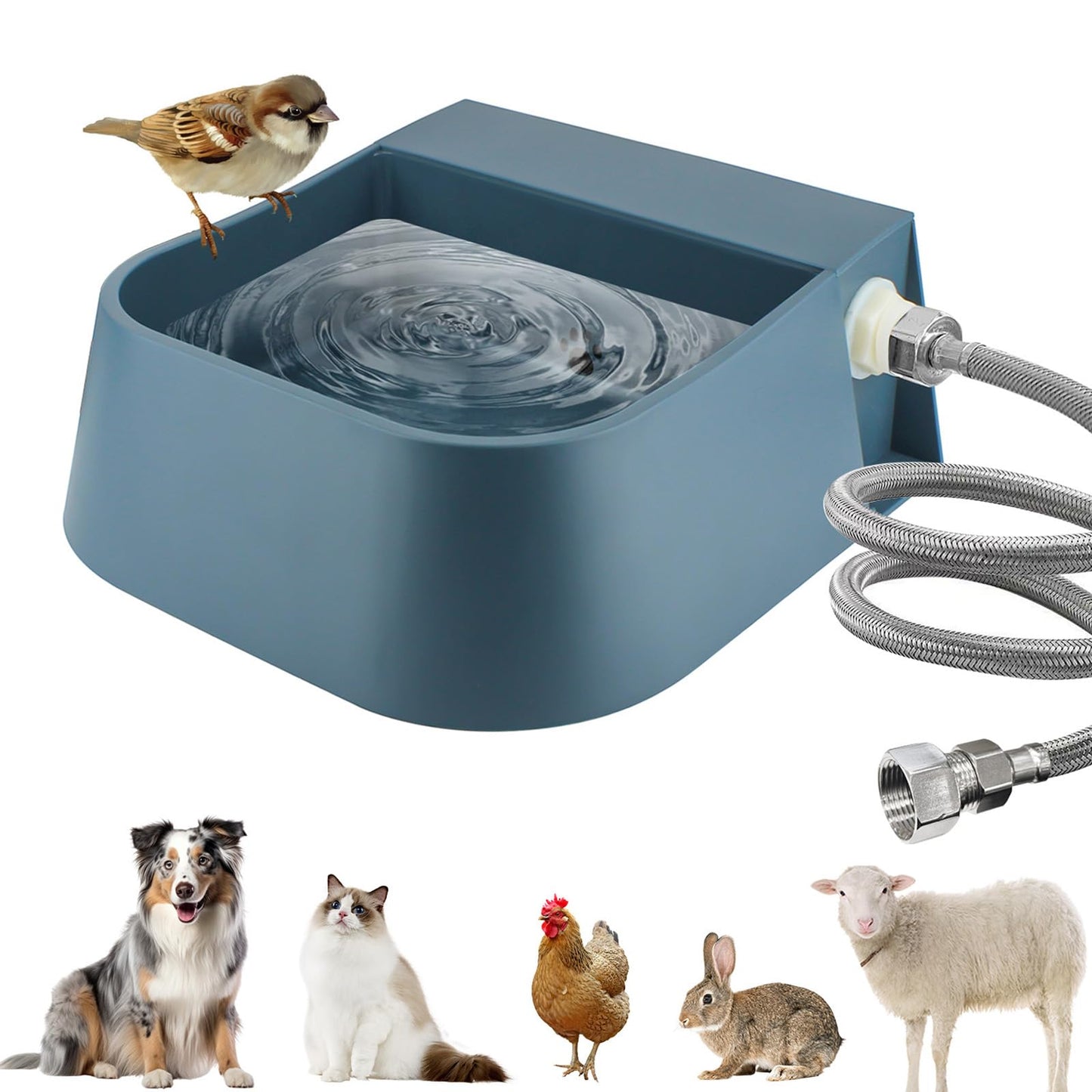 NAMSAN Automatic Dog Water Dispenser with Float Valve, 3/4'' Anti-Bite Metal Pipe, Outdoor Automatic Water Dispenser for Cats Chicken Animals, Goat Waterer, Livestock Water Trough