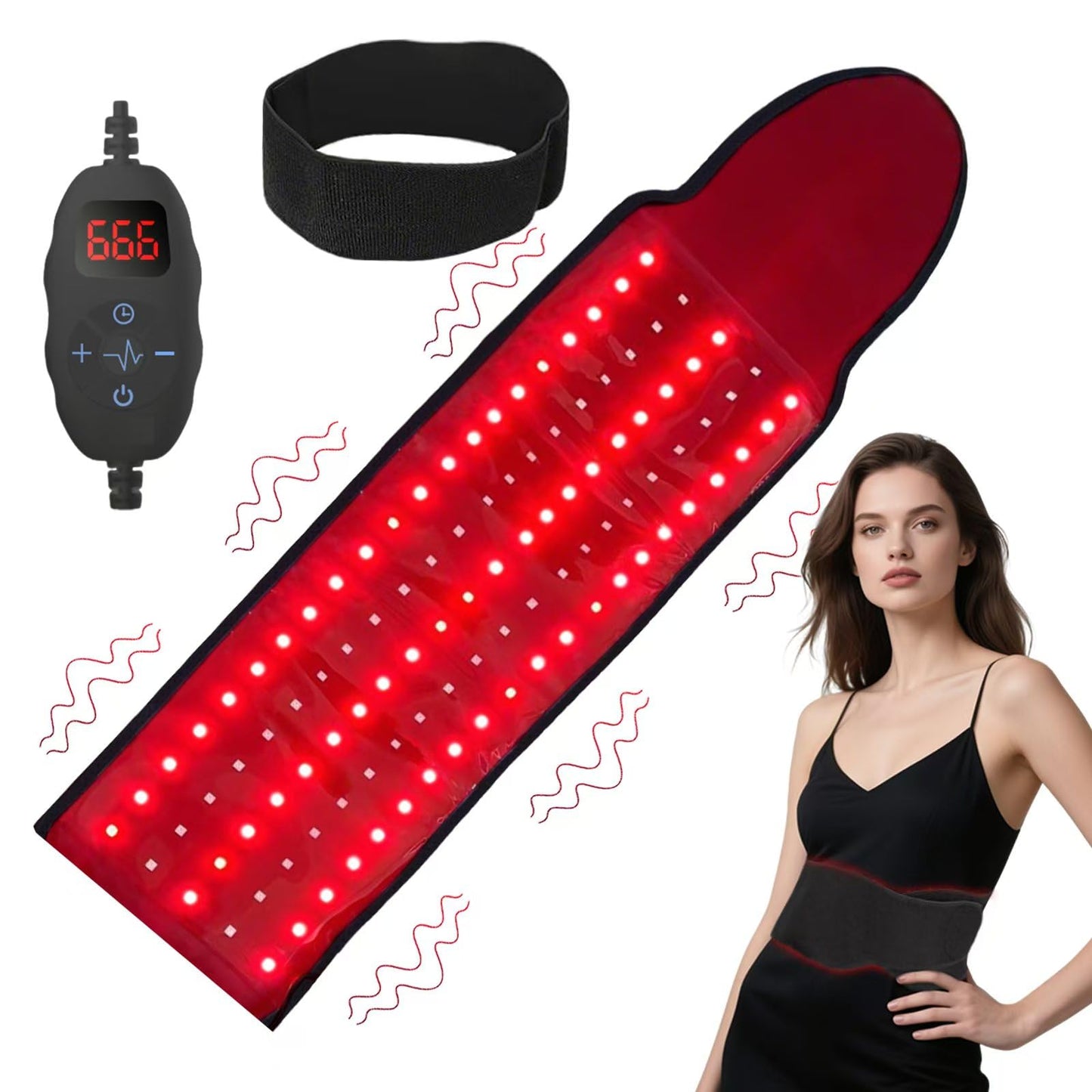 Red Light Waist Belt with 105pcs LEDs, 3 in 1 Chip Portable with Cord and Timing Mode Red Light Lamp Belt for Home/Office/Trip
