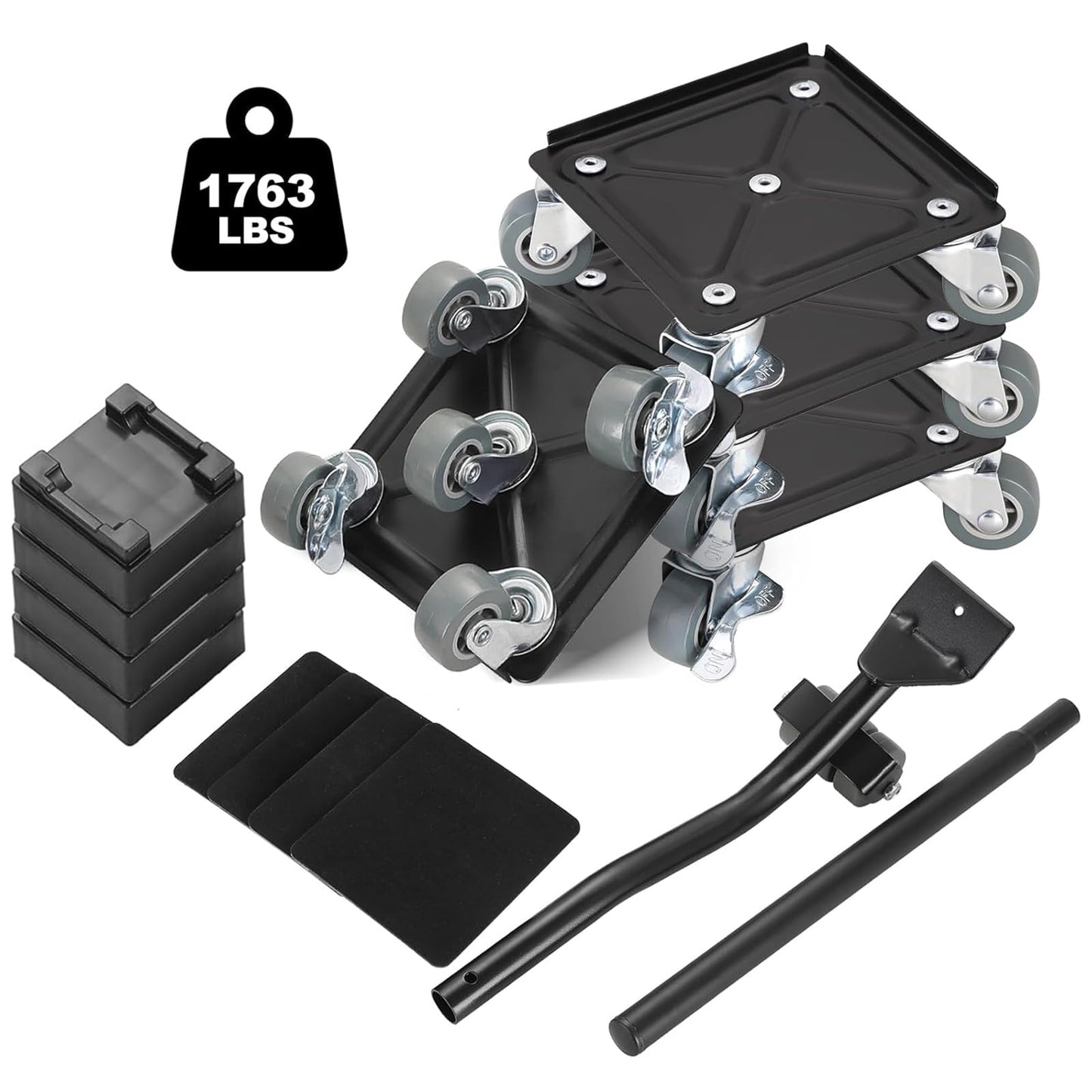 FLKQC Furniture Moving Dolly Sliders, Furniture Lift Mover with 360° Rotatable and Lockable Wheels Furniture Lift Mover Tool Set for Moving Heavy Furniture, Appliances, Maximum 1763 Lbs Capacity