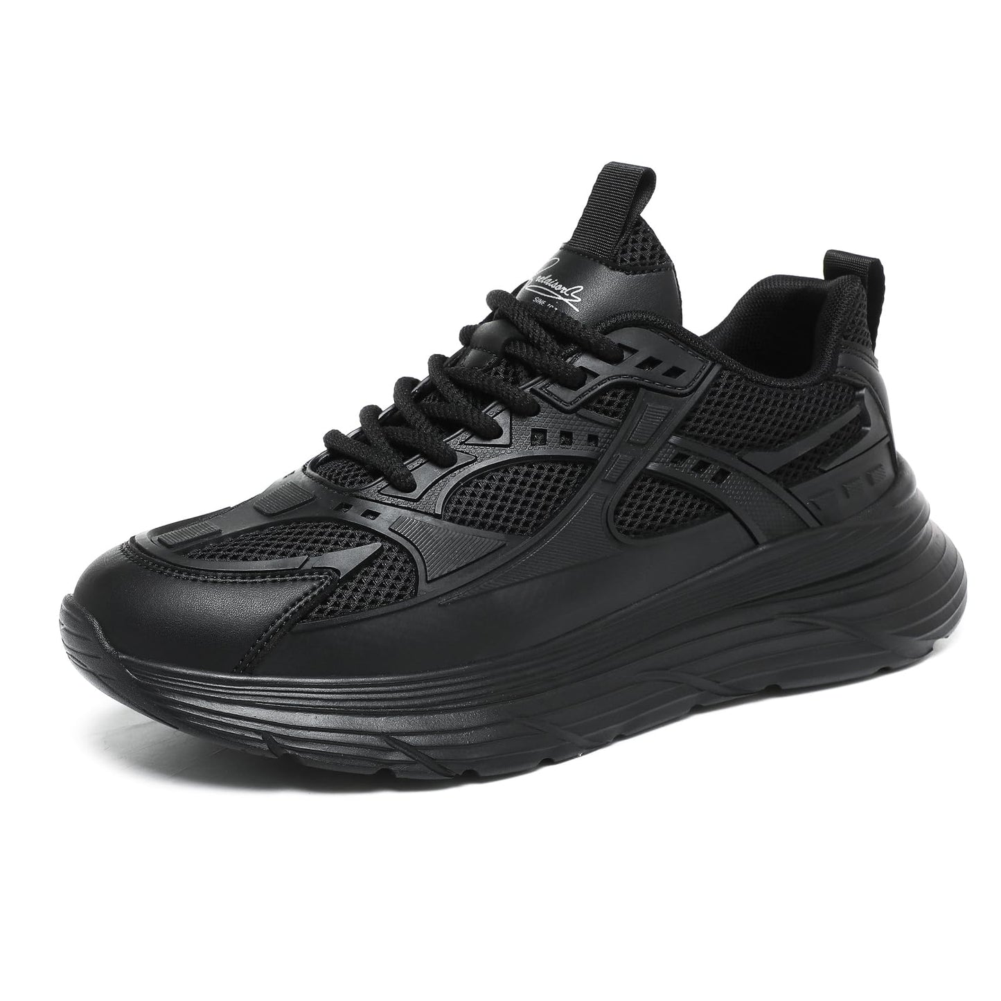 Qiucdzi Mens Work Shoes Non Slip Food Service Sneakers Lightweight Chef Comfortable Walking Shoes for Restaurant Work & Safety Footwear Black