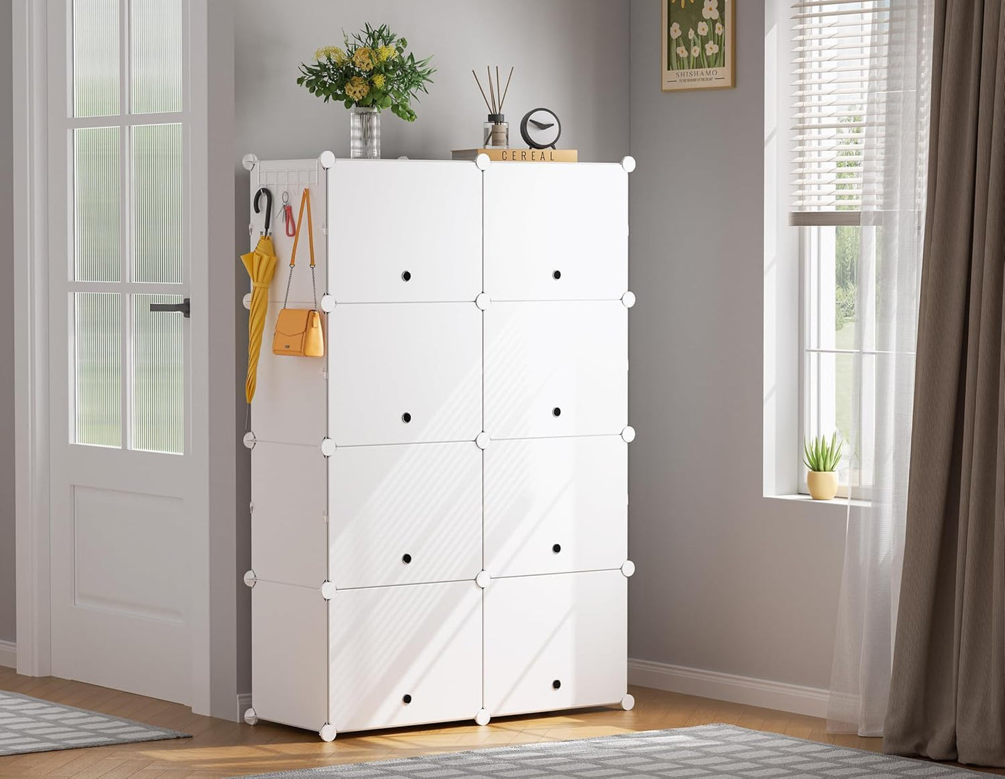 Shoe Rack, 8 Tier Shoe Storage Cabinet 32 Pair Plastic Shoe Shelves Organizer for Closet Hallway Bedroom Entryway
