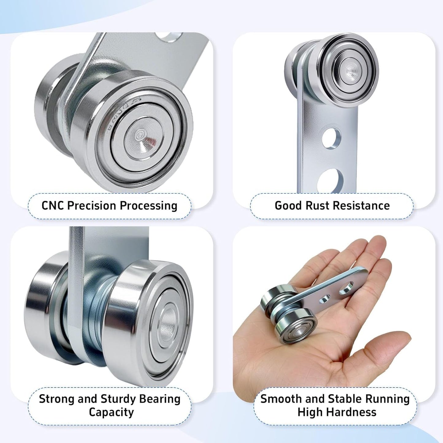 2 Wheel Unistrut Trolley Roller Assembly,Two Bearing Metal Rollers for 1-5/8" Wide & All 1-5/8" Taller Strut Channels or Garage Pulley Hoist Systems,Silent Trolley Wheels (10)