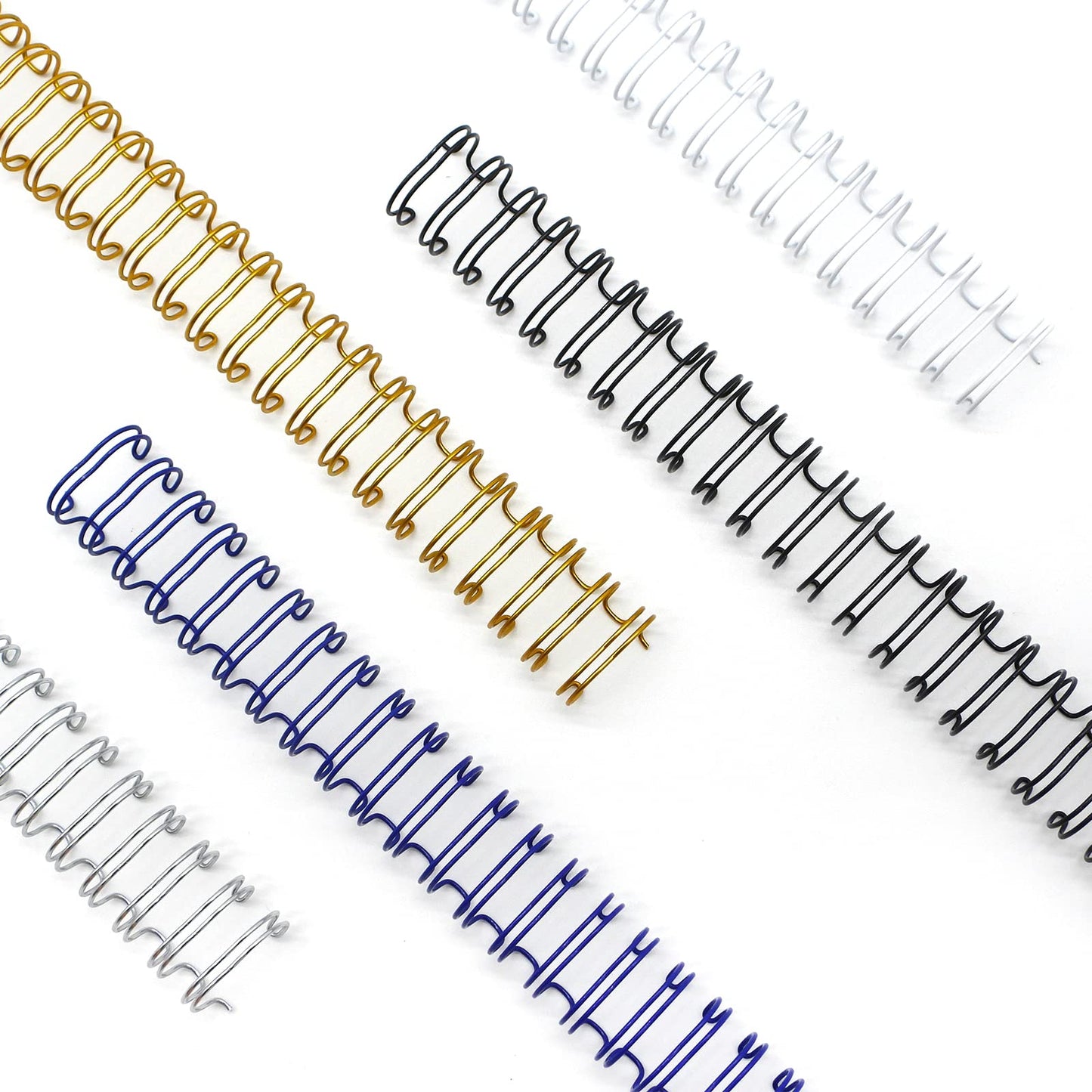 Rayson Wire Binding Spines, Multicolor, 3:1 Pitch Double Loop Binding Wires 9/16 Inch, 32-Loop Wire Ring Pack of 100 with Black, Gold, Blue, White, Silver