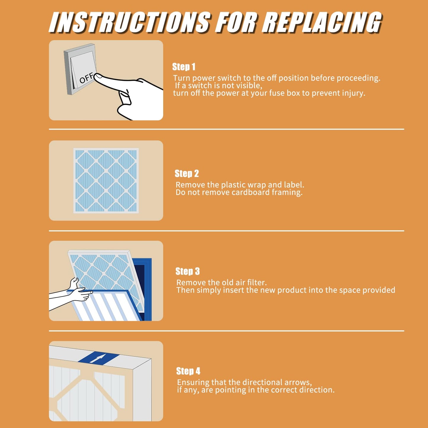 16X20X1 MERV 13 Furnace Filter (4 Packs) - MPR 1900 FPR 10 Electrostatic Pleated Air Conditioner HVAC AC Filters