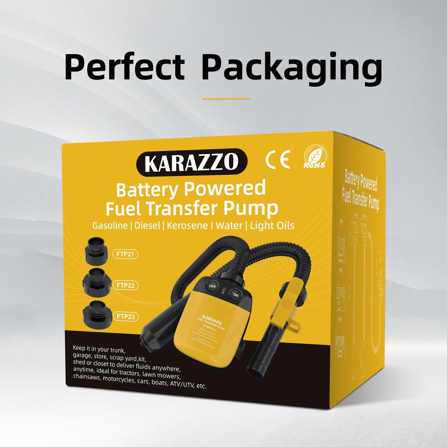 Gas Can Pump Battery Operated Fuel Transfer Pump with Auto Stop Sensor Automatic Fuel Transfer Pump Gas Pump Ideal For Gasoline(Batteries Not Included)