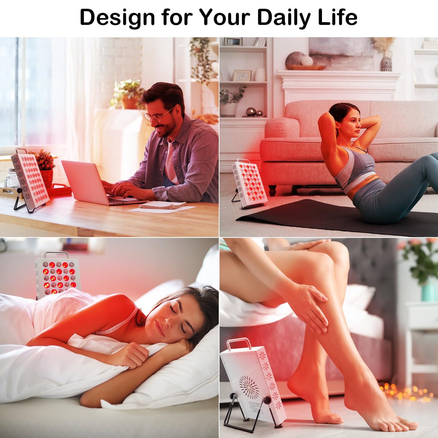 Red Light Panel with 40 LEDs, Red Light with Timer, Adjustable Angle & Brightness