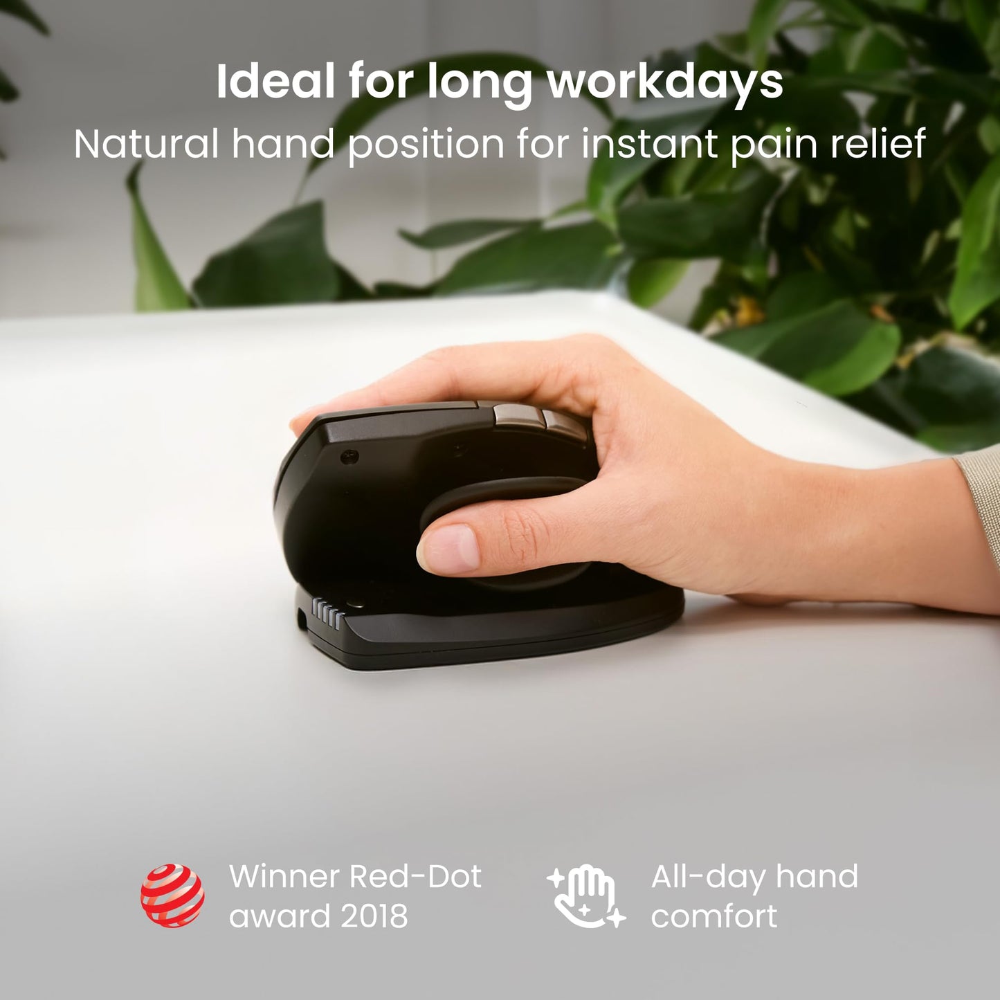 Contour Unimouse: Ergonomic Vertical Mouse Design Relieves Muscle Strain, Adjustable 35°-70° Angle, Customizable Thumb Rest, Rechargeable Battery, 6 Programmable Buttons, Mac and PC